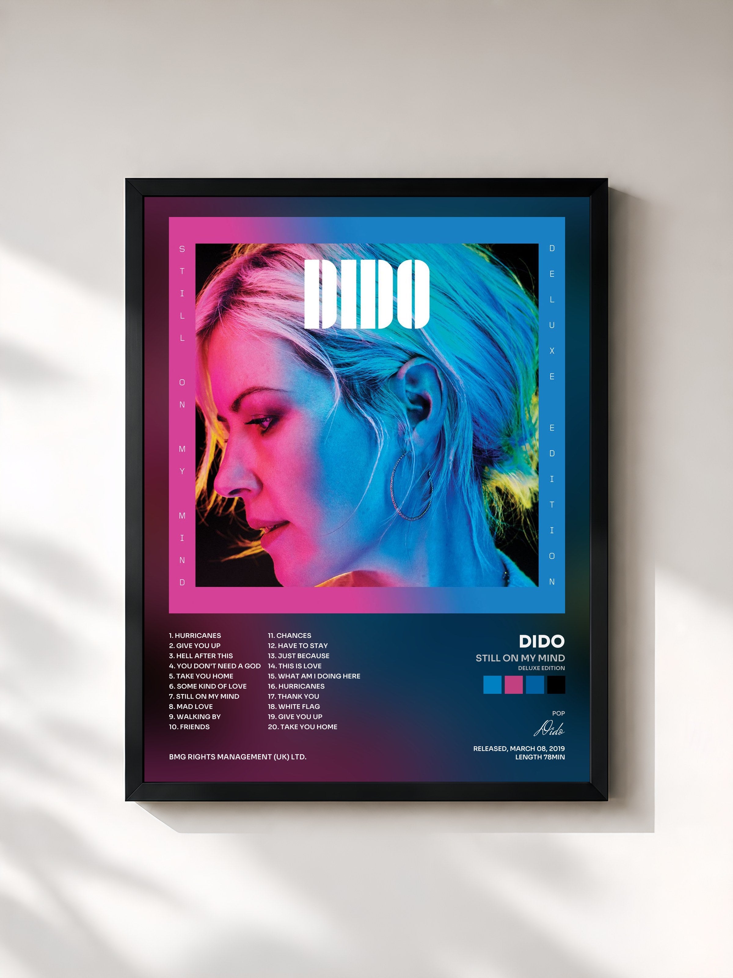#noir Tableau de l'album Still on My Mind (Deluxe Edition) de Dido, cadre noir, imprimé et encadré en France