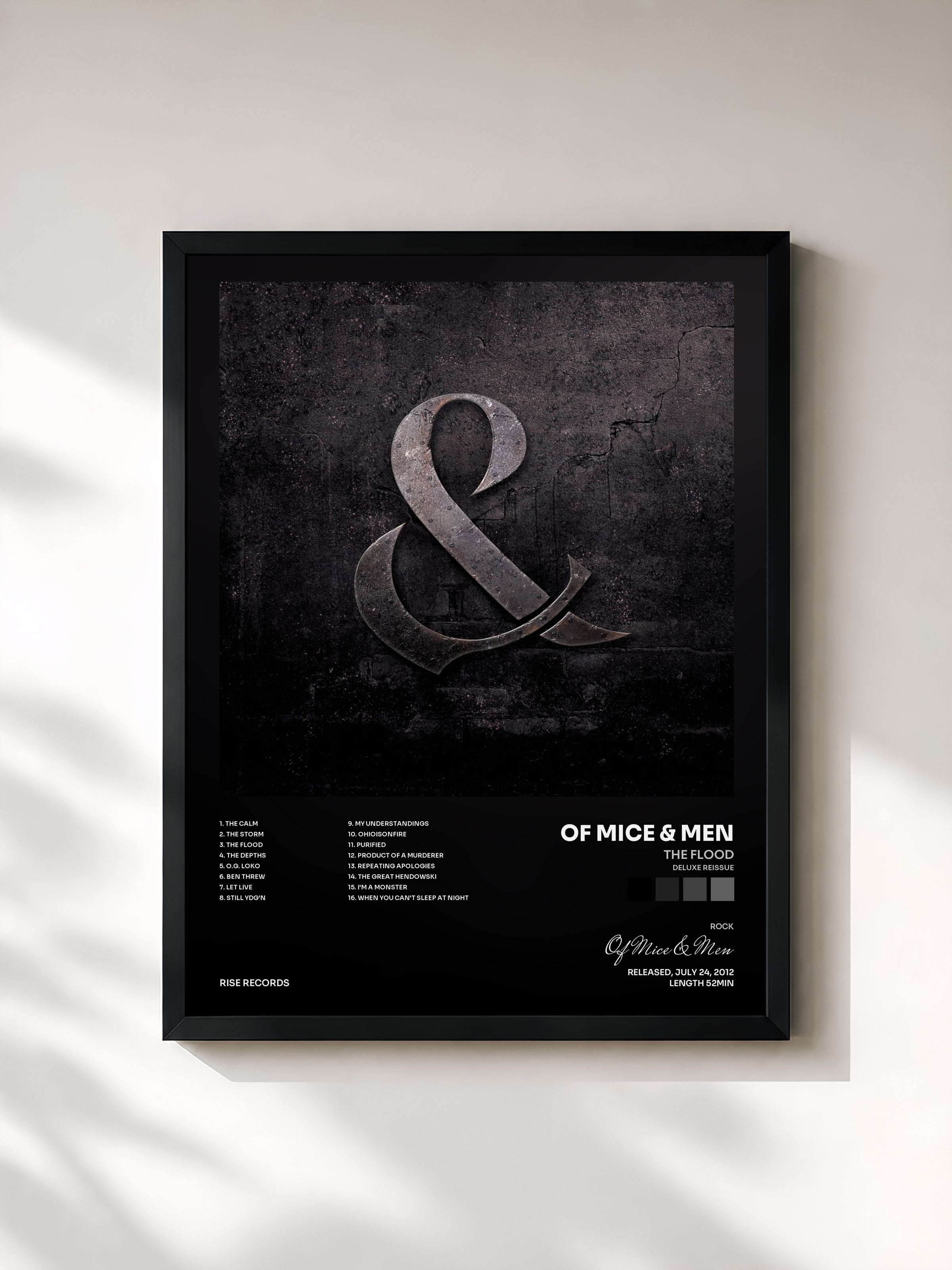#noir Tableau de l'album The Flood (Deluxe Reissue) de Of Mice & Men, cadre noir, imprimé et encadré en France