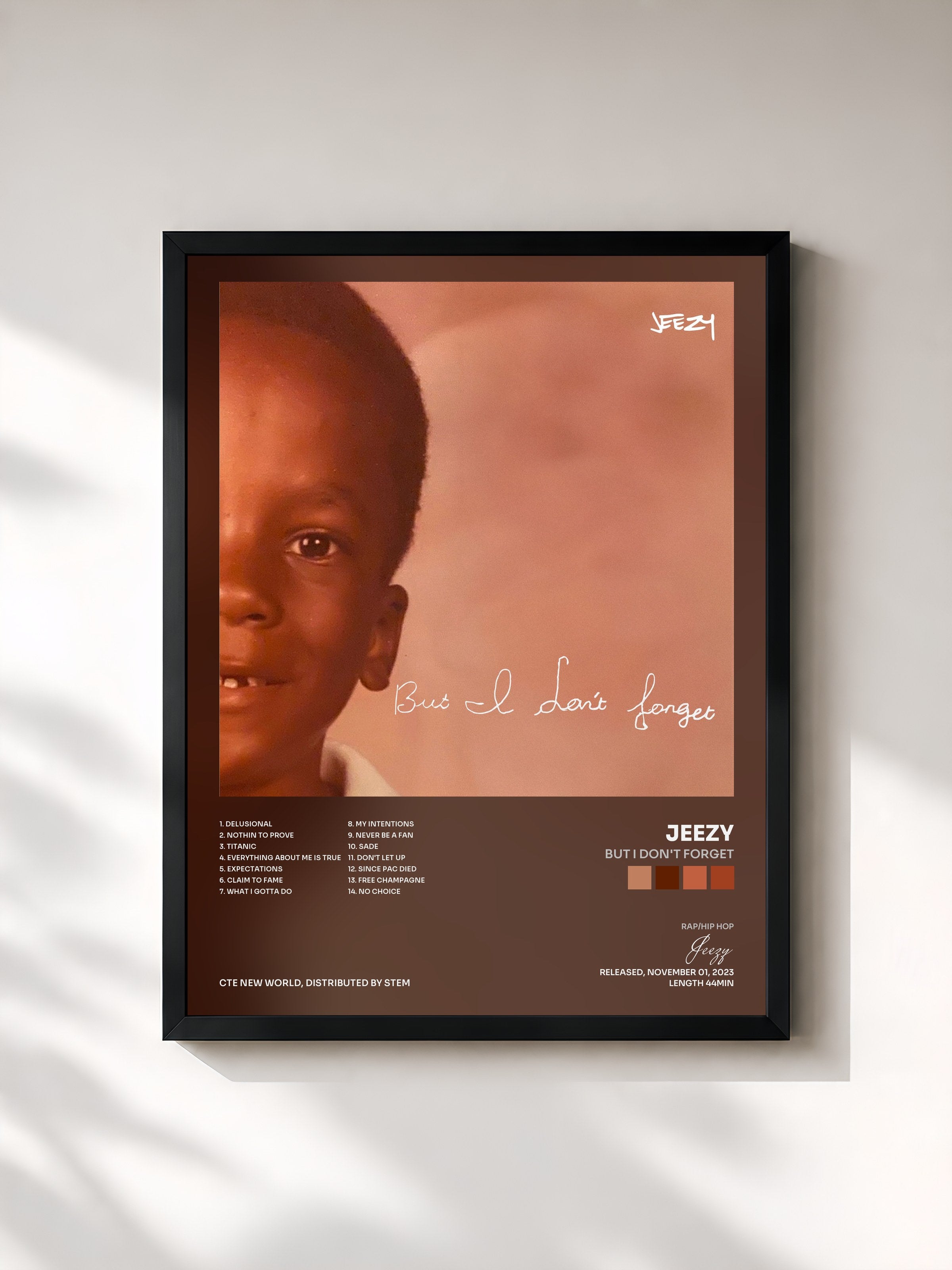#noir Tableau de l'album But I Don't Forget de Jeezy, cadre noir, imprimé et encadré en France