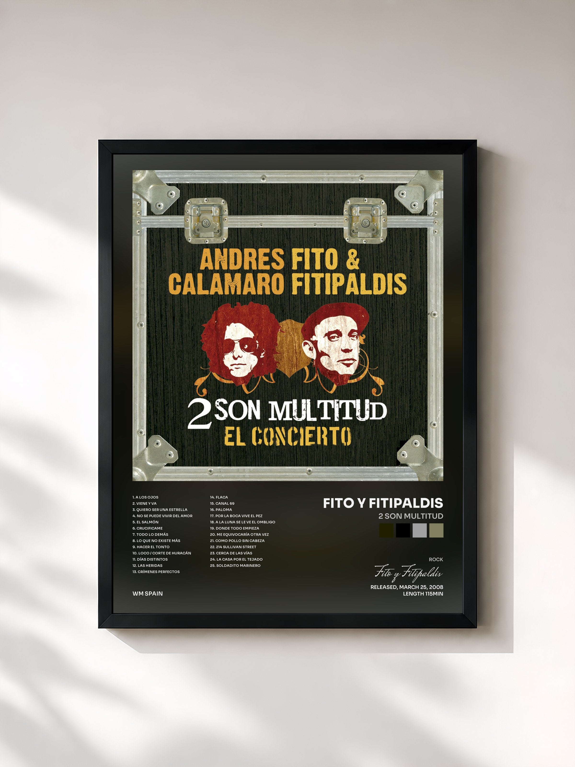 #noir Tableau de l'album 2 son multitud de Fito y Fitipaldis, cadre noir, imprimé et encadré en France