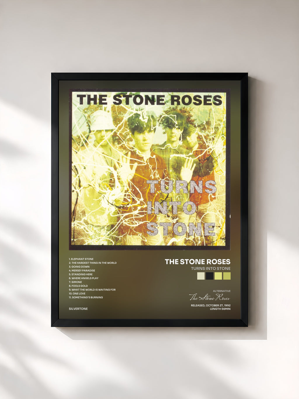#noir Tableau de l'album Turns Into Stone de The Stone Roses, cadre noir, imprimé et encadré en France