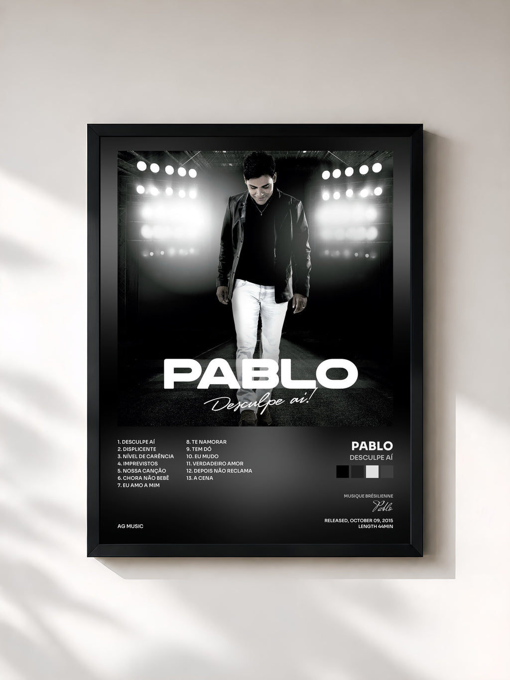 #noir Tableau de l'album Desculpe Aí de Pablo, cadre noir, imprimé et encadré en France