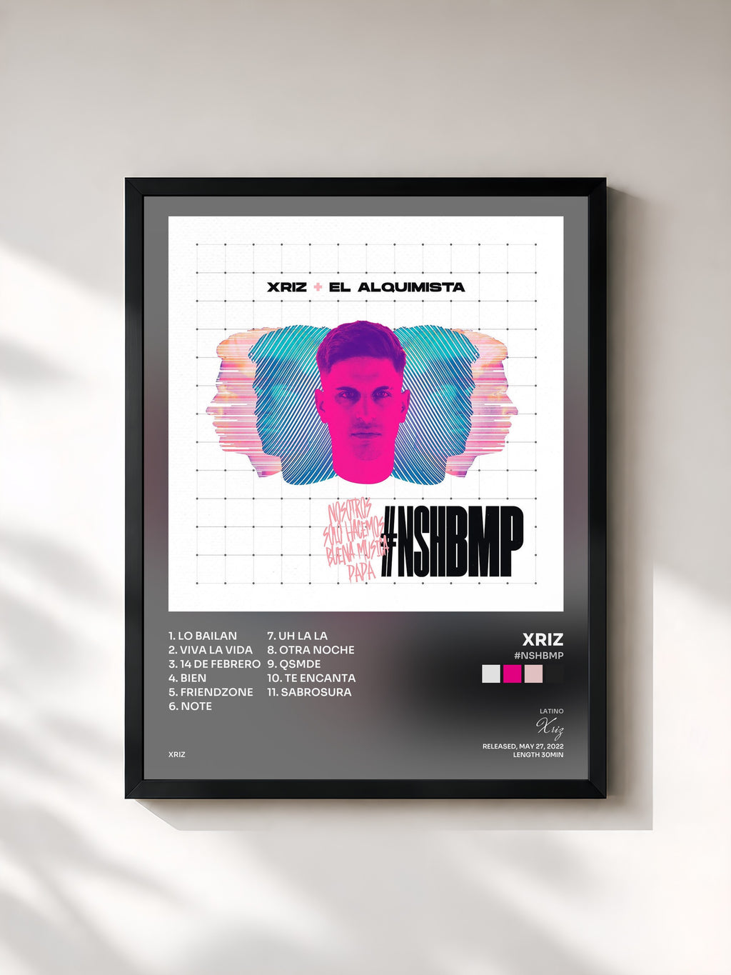 #noir Tableau de l'album #NSHBMP de Xriz, cadre noir, imprimé et encadré en France