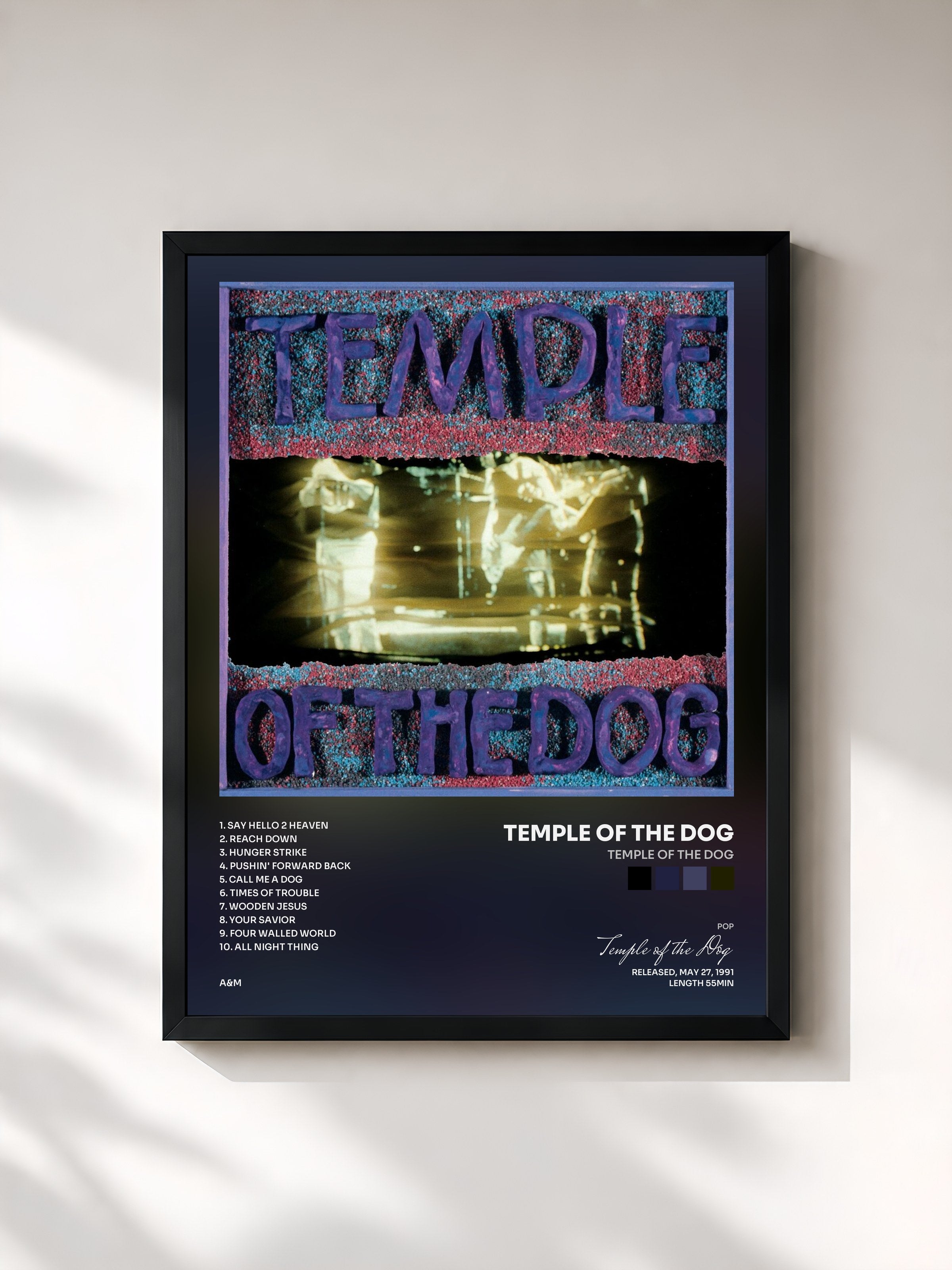 #noir Tableau de l'album Temple Of The Dog de Temple of the Dog, cadre noir, imprimé et encadré en France
