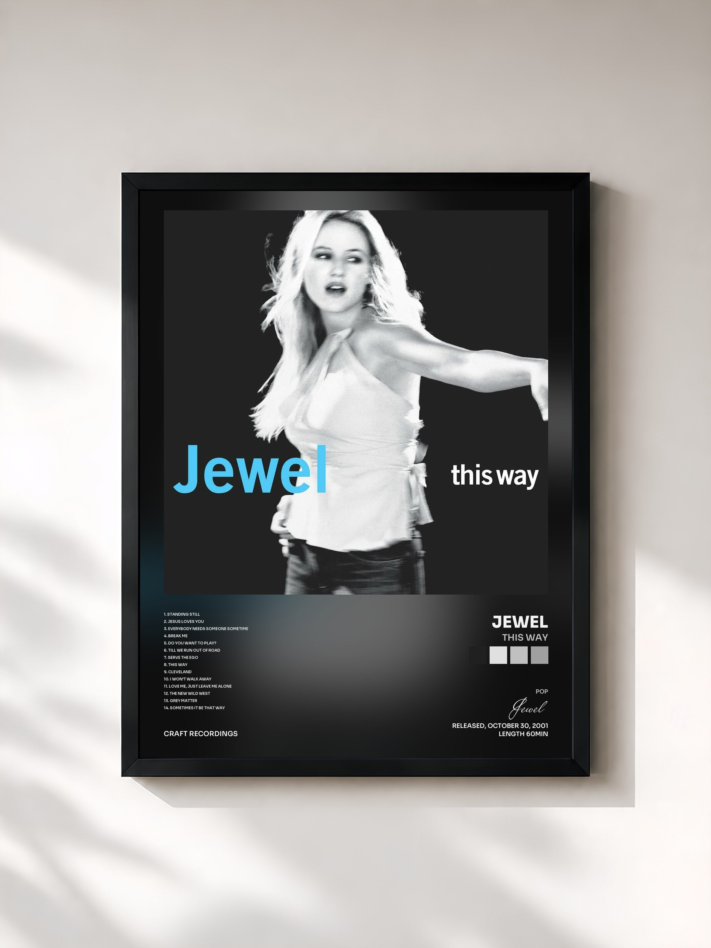 #noir Tableau de l'album This Way de Jewel, cadre noir, imprimé et encadré en France