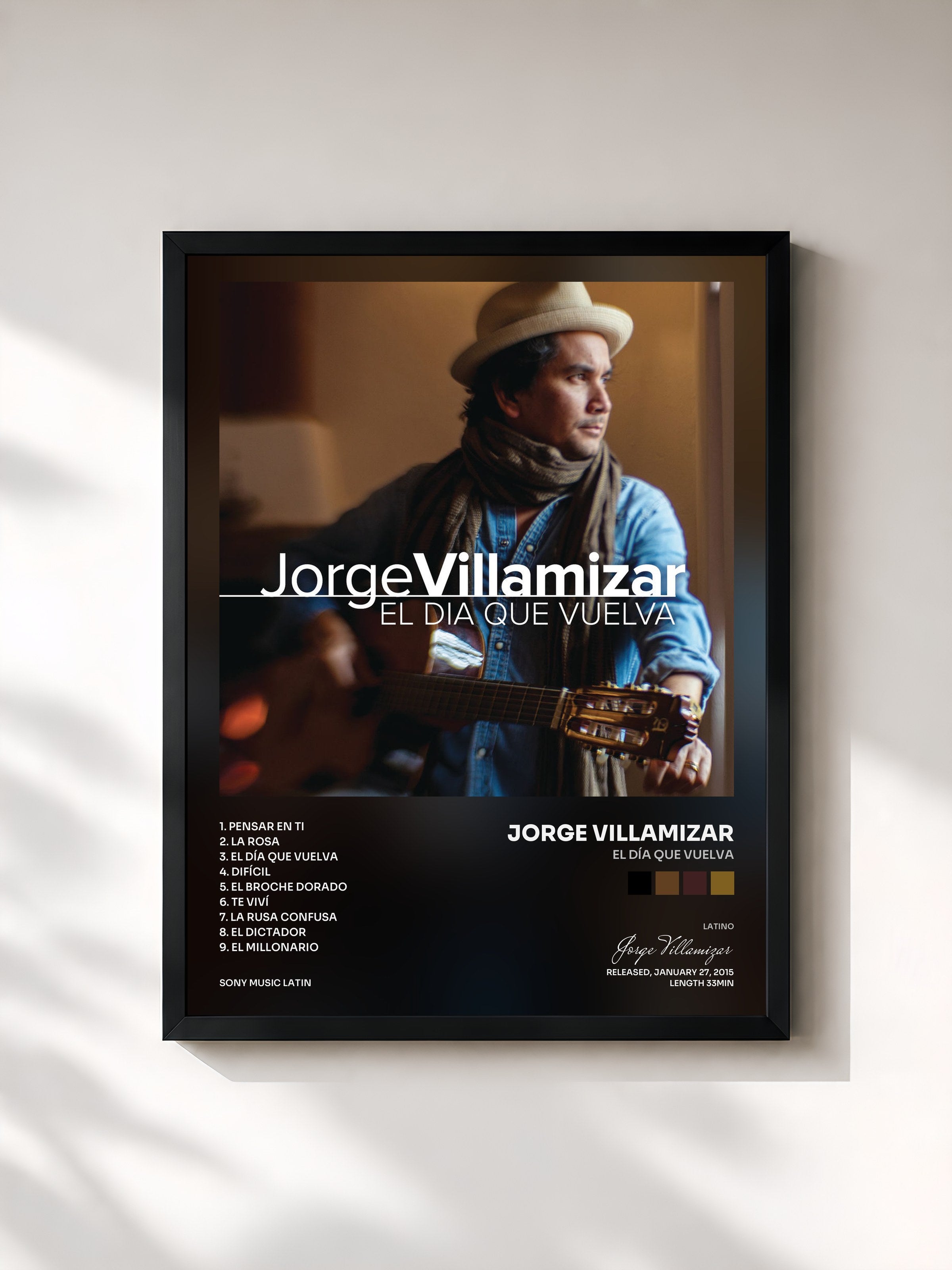 #noir Tableau de l'album El Día Que Vuelva de Jorge Villamizar, cadre noir, imprimé et encadré en France