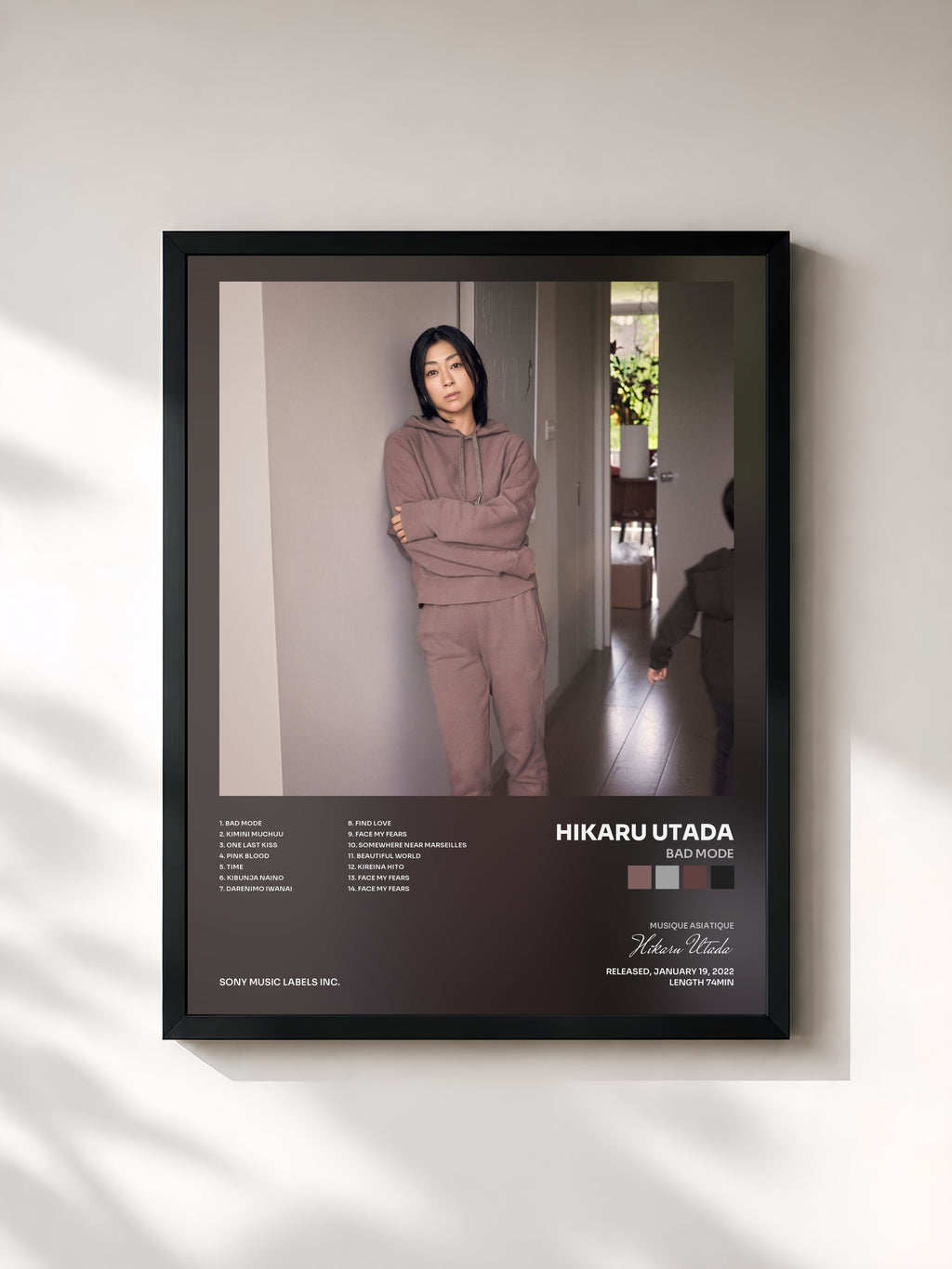 #noir Tableau de l'album BAD MODE de Hikaru Utada, cadre noir, imprimé et encadré en France