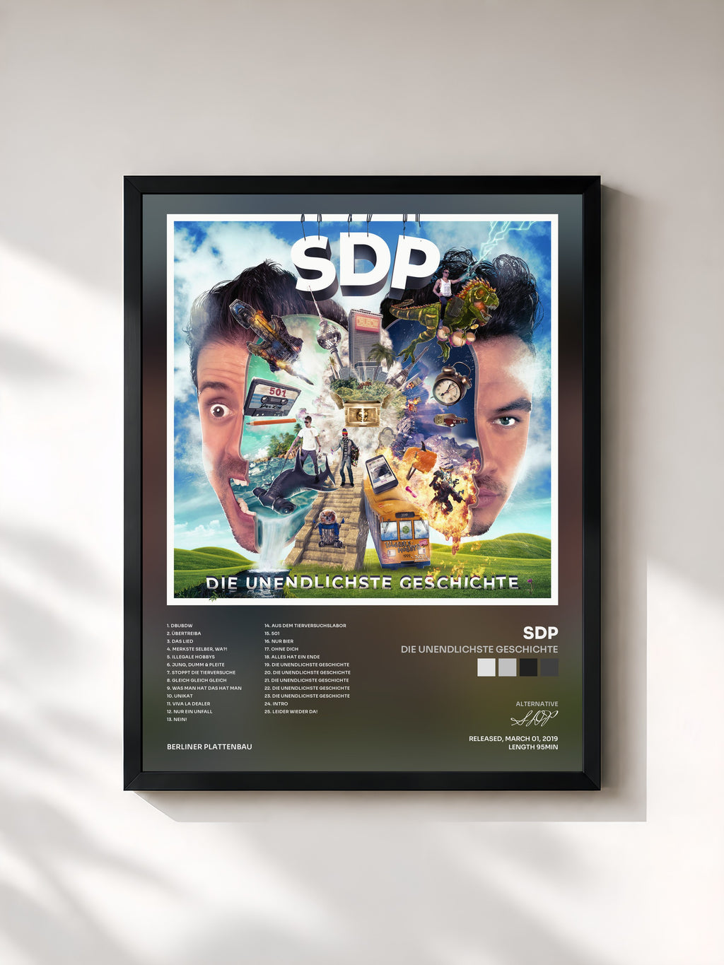 #noir Tableau de l'album Die Unendlichste Geschichte de SDP, cadre noir, imprimé et encadré en France