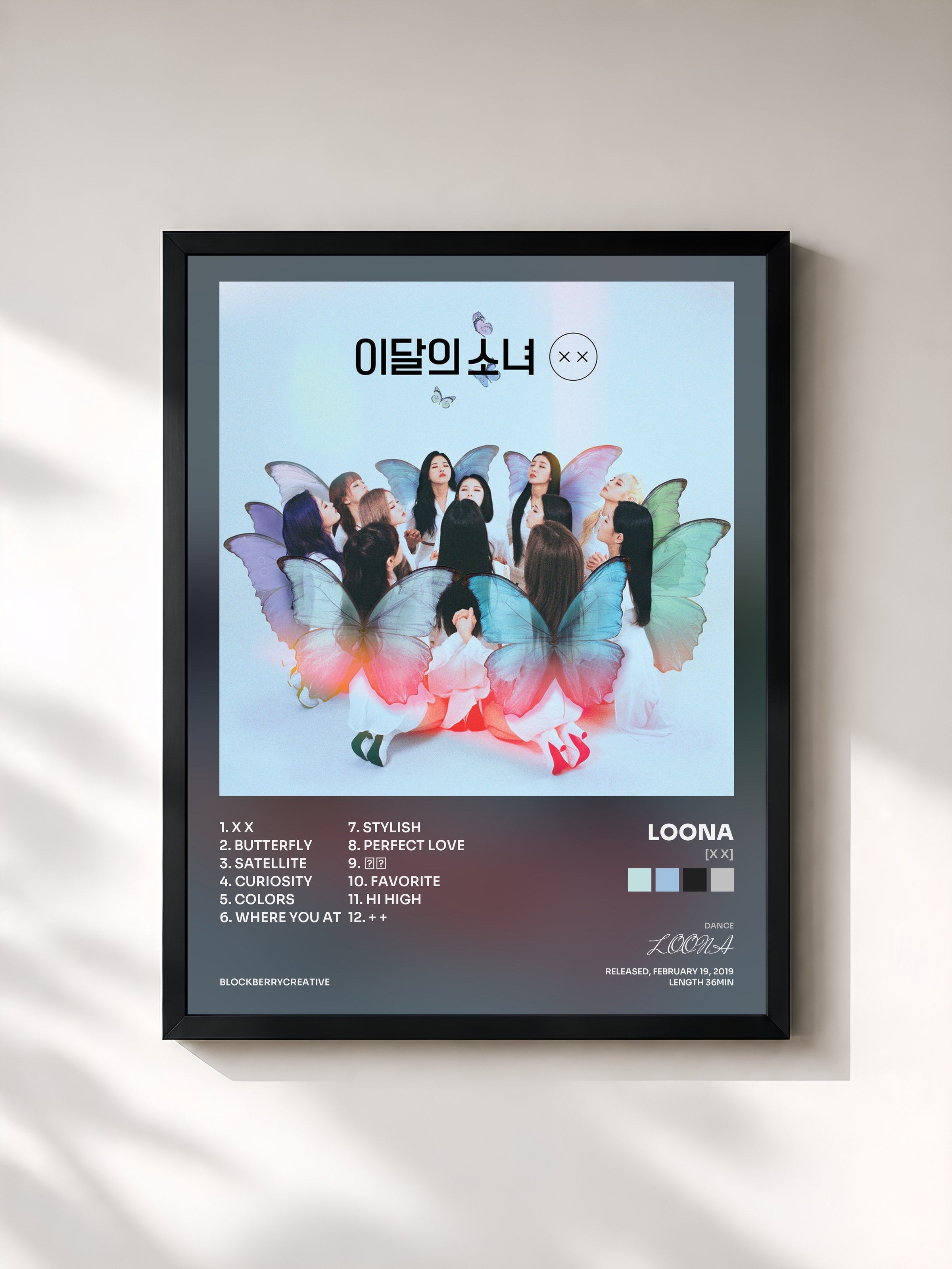 #noir Tableau de l'album [X X] de LOONA, cadre noir, imprimé et encadré en France