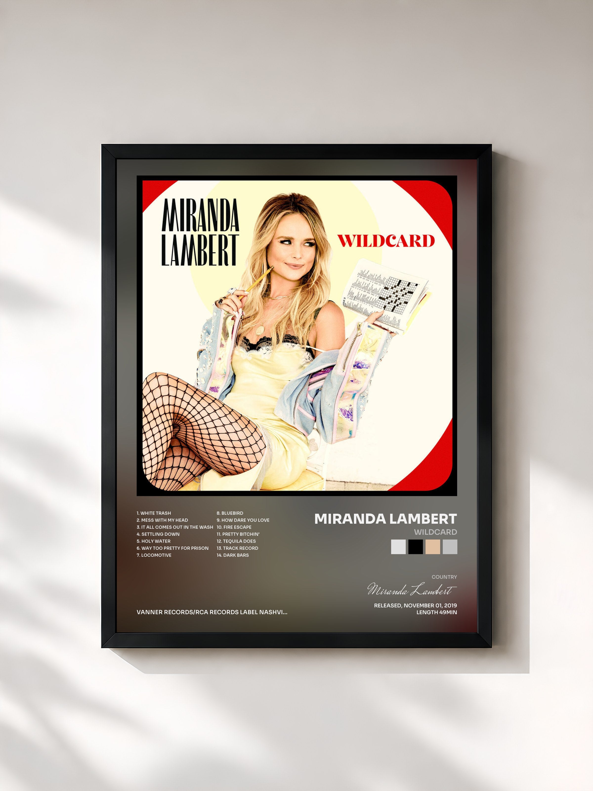 #noir Tableau de l'album Wildcard de Miranda Lambert, cadre noir, imprimé et encadré en France