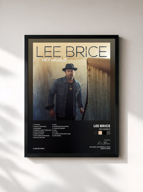Lee Brice · Hey World — Affiche encadrée