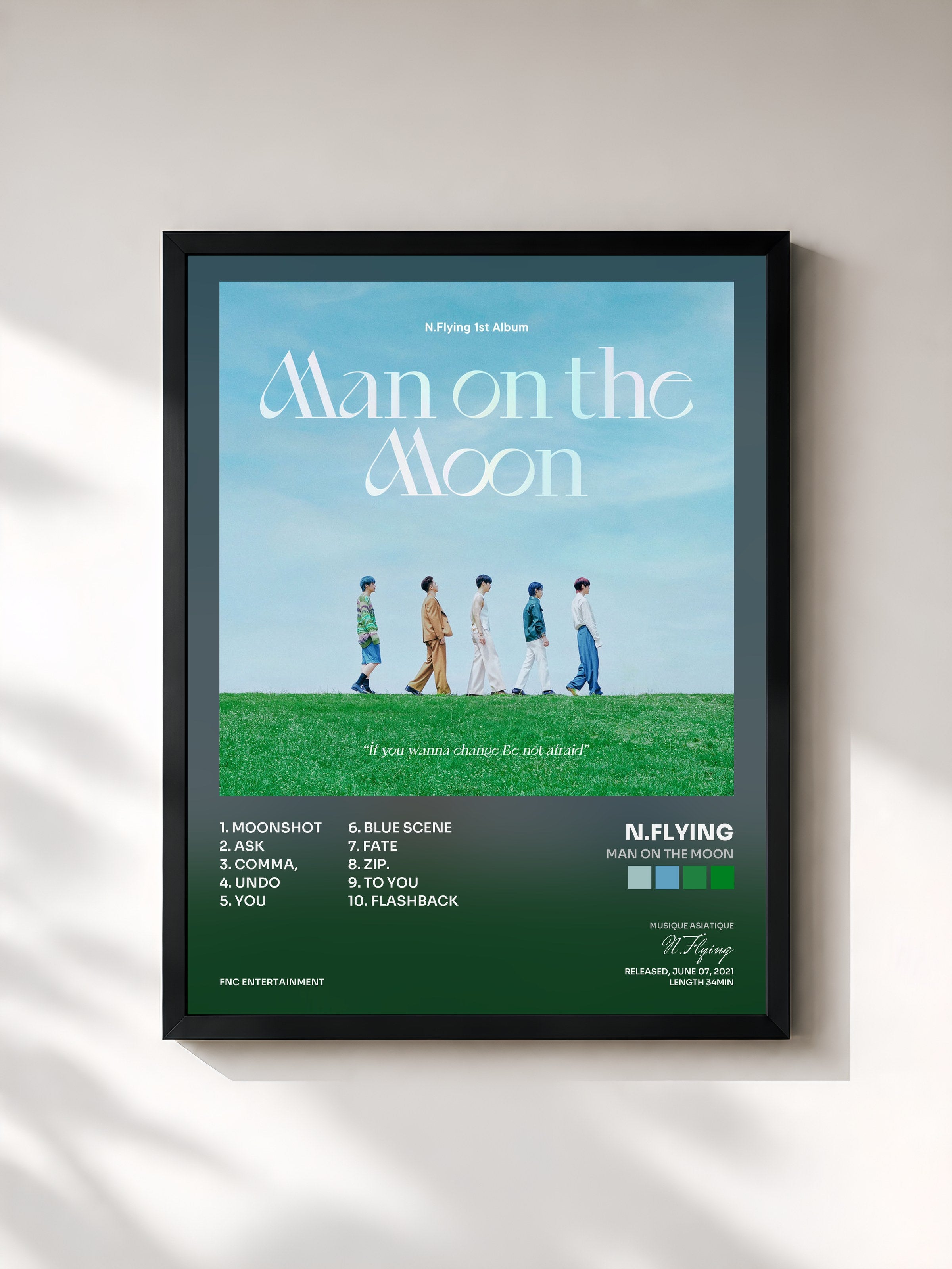 #noir Tableau de l'album Man on the Moon de N.Flying, cadre noir, imprimé et encadré en France