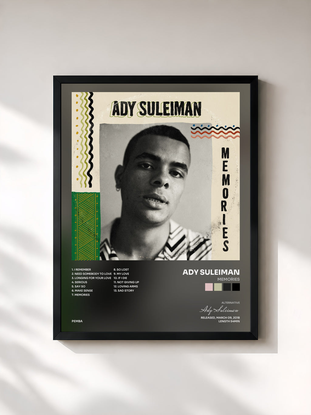 #noir Tableau de l'album Memories de Ady Suleiman, cadre noir, imprimé et encadré en France