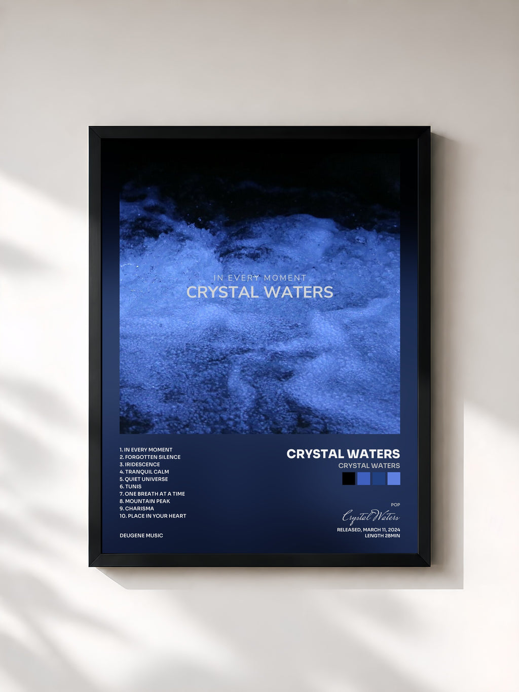 #noir Tableau de l'album Crystal Waters de Crystal Waters, cadre noir, imprimé et encadré en France