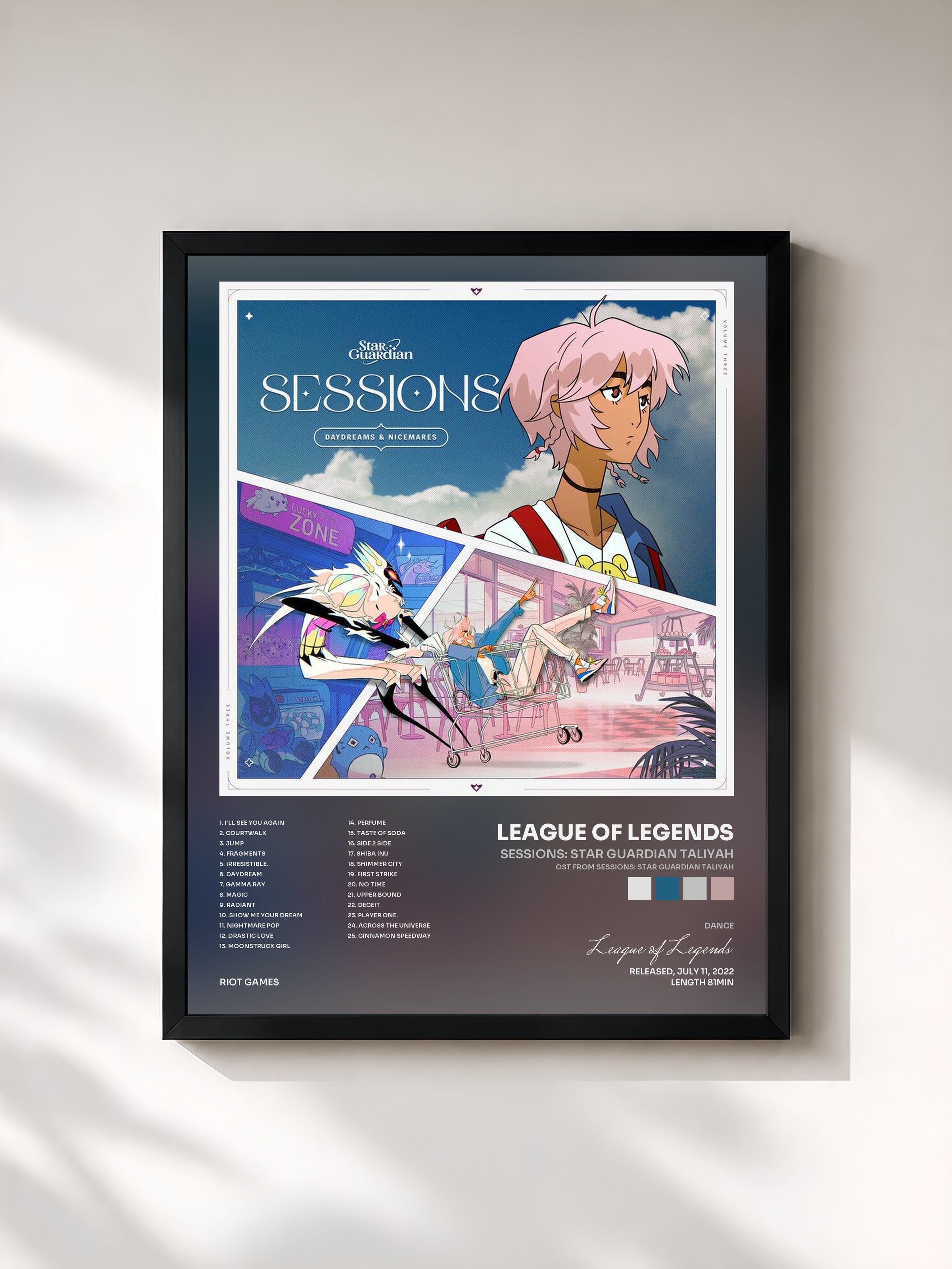 #noir Tableau de l'album Sessions: Star Guardian Taliyah (OST from Sessions: Star Guardian Taliyah) de League of Legends, cadre noir, imprimé et encadré en France