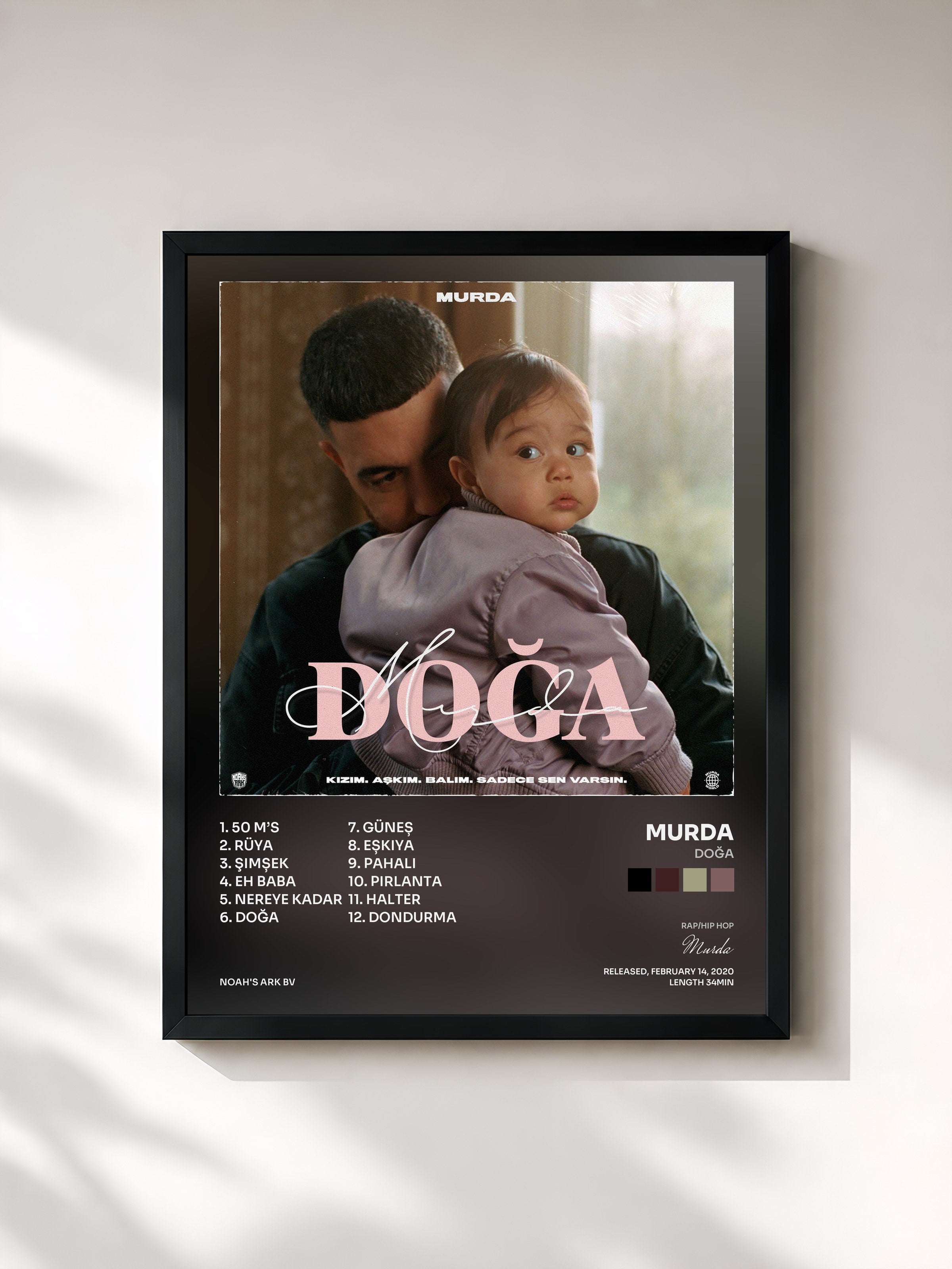 #noir Tableau de l'album DOĞA de Murda, cadre noir, imprimé et encadré en France