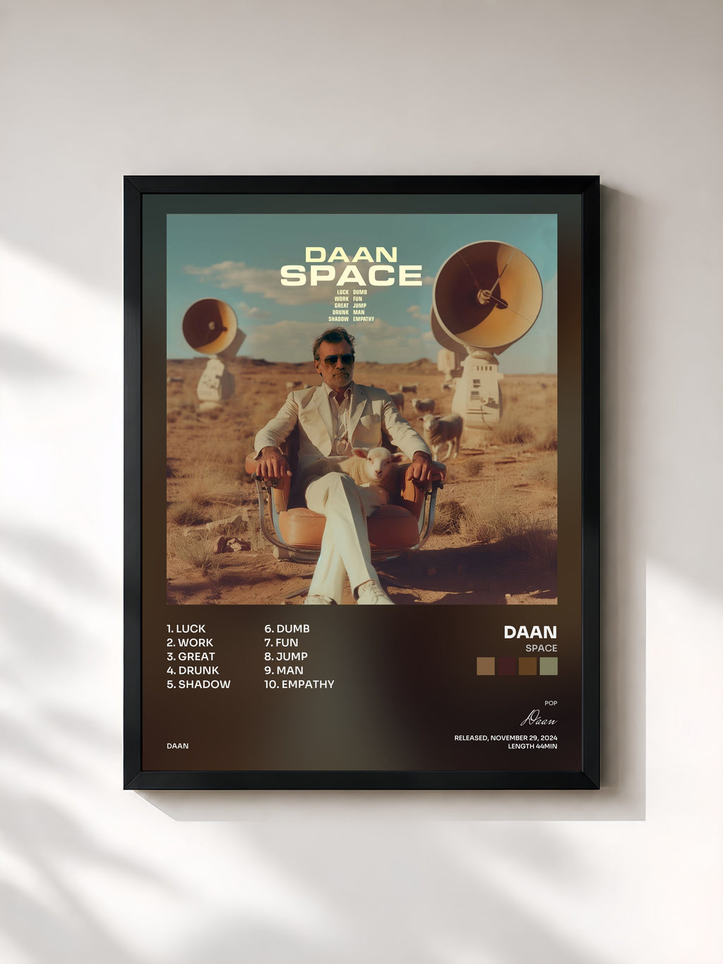 #noir Tableau de l'album Space de Daan, cadre noir, imprimé et encadré en France