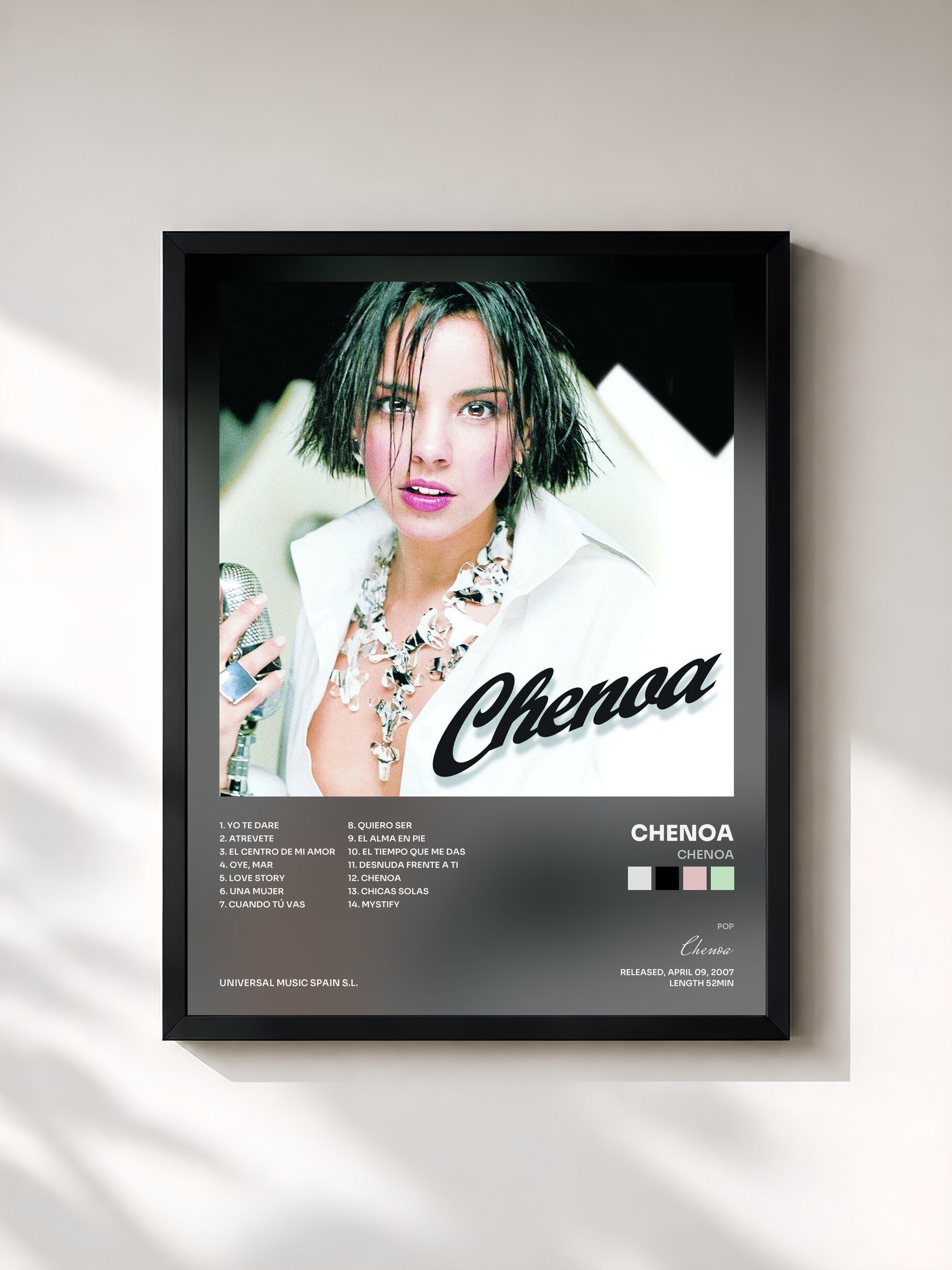 #noir Tableau de l'album Chenoa de Chenoa, cadre noir, imprimé et encadré en France