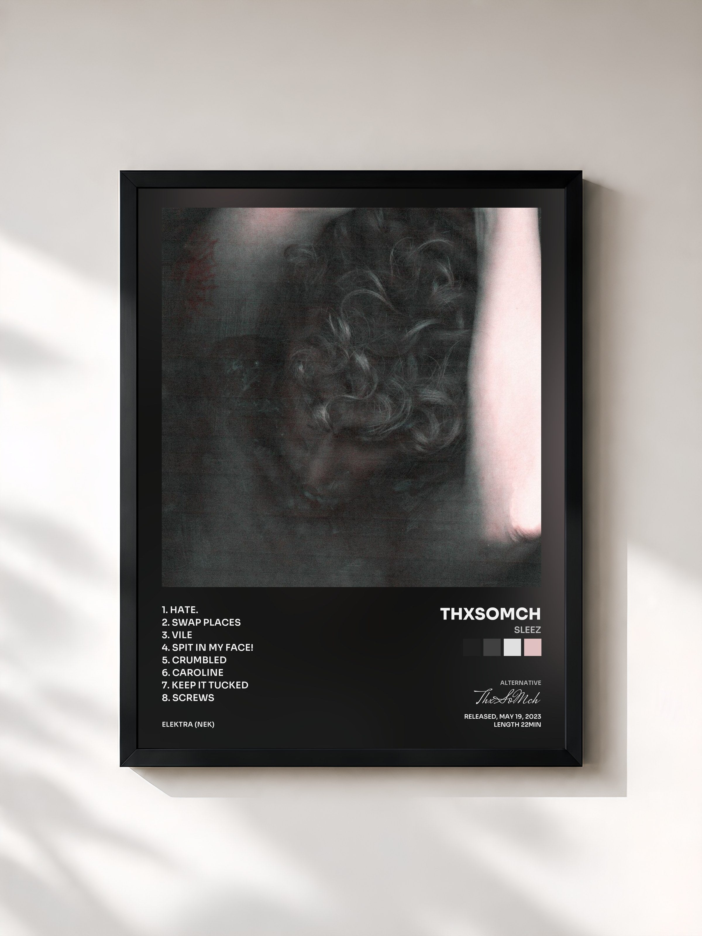 #noir Tableau de l'album Sleez de ThxSoMch, cadre noir, imprimé et encadré en France