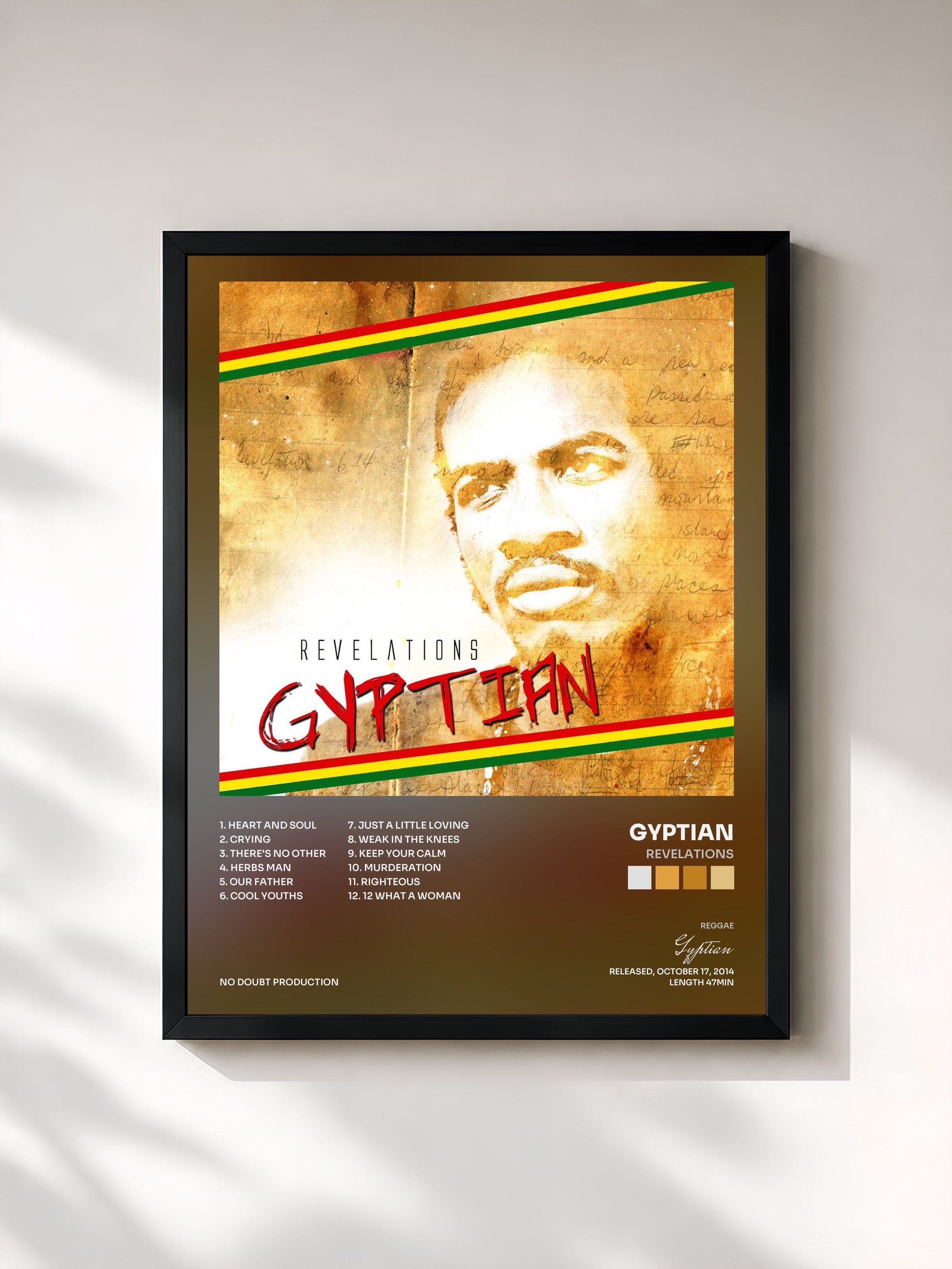 #noir Tableau de l'album Revelations de Gyptian, cadre noir, imprimé et encadré en France