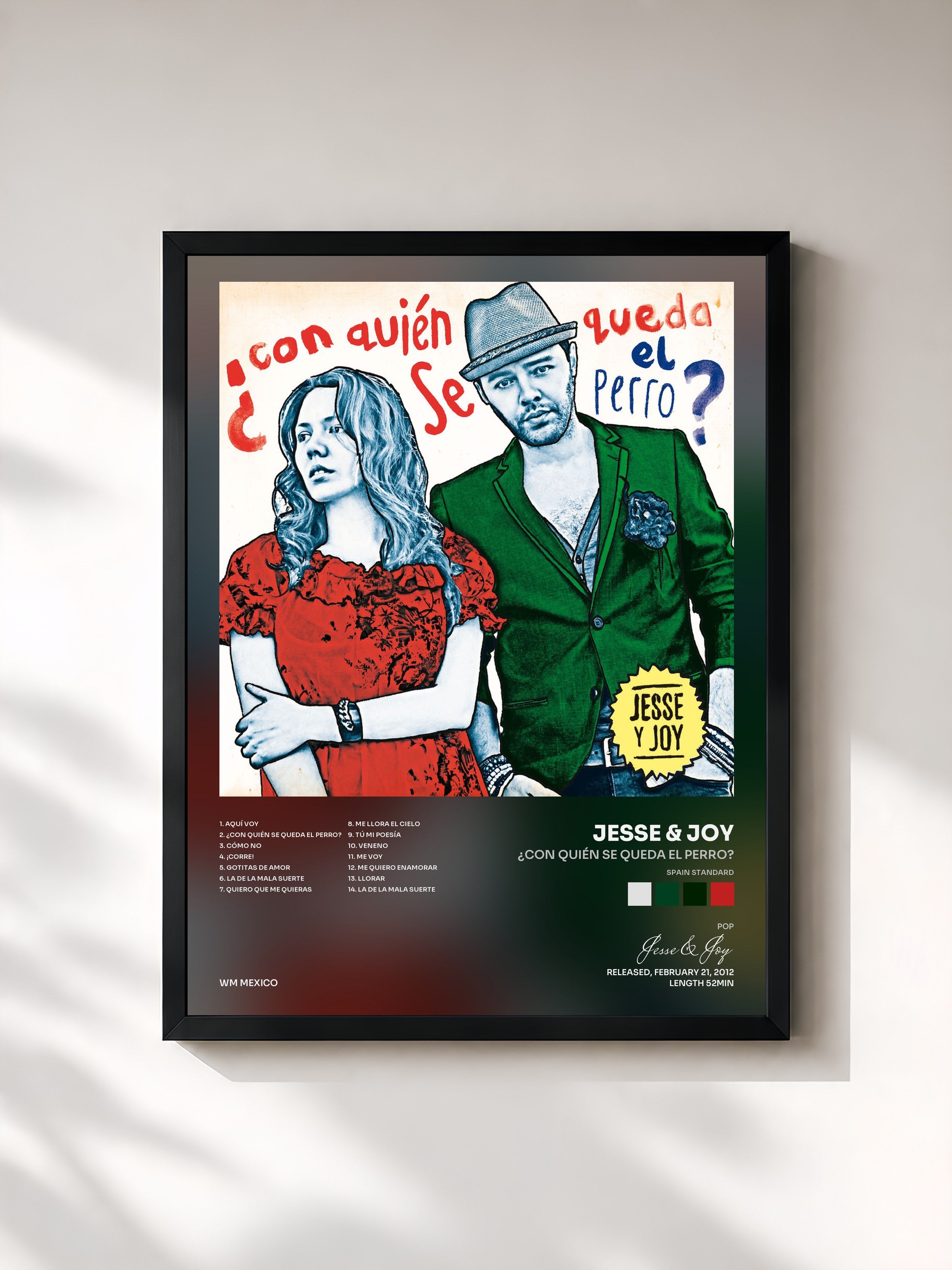#noir Tableau de l'album ¿Con quién se queda el perro? (Spain Standard) de Jesse & Joy, cadre noir, imprimé et encadré en France