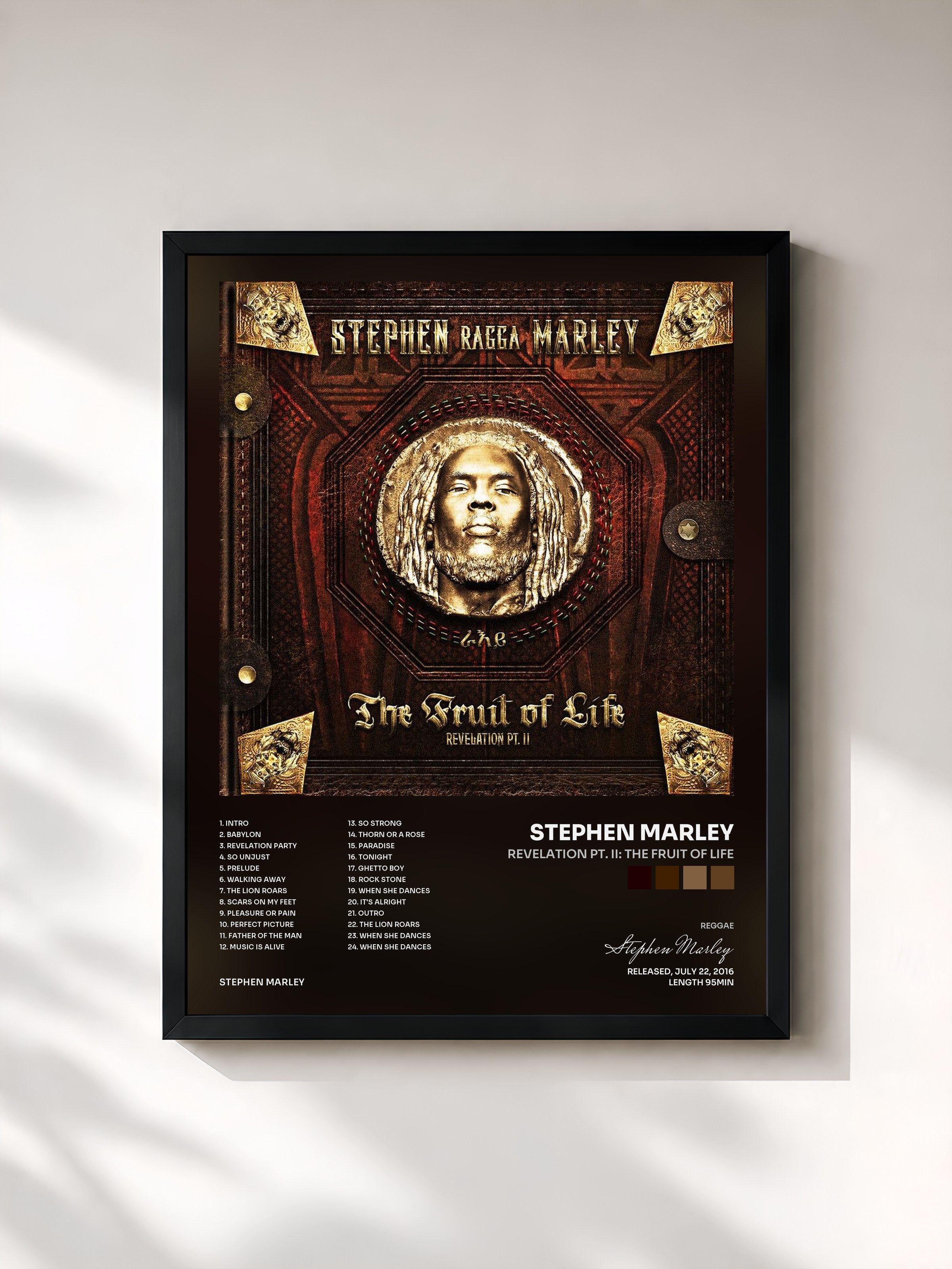 #noir Tableau de l'album Revelation Pt. II: The Fruit of Life de Stephen Marley, cadre noir, imprimé et encadré en France