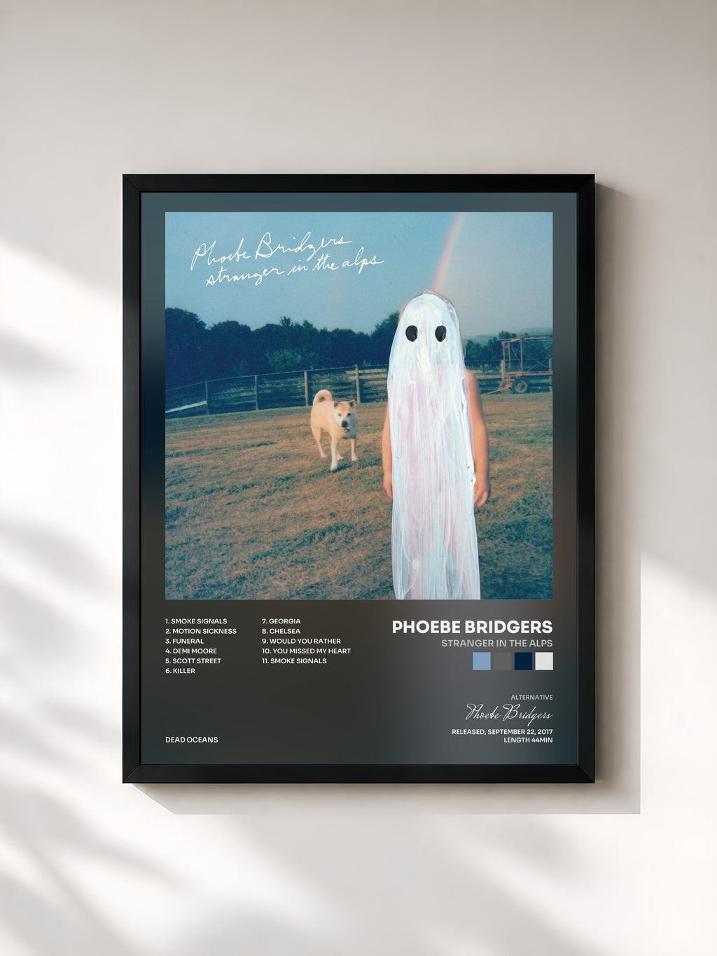 #noir Tableau de l'album Stranger in the Alps de Phoebe Bridgers, cadre noir, imprimé et encadré en France