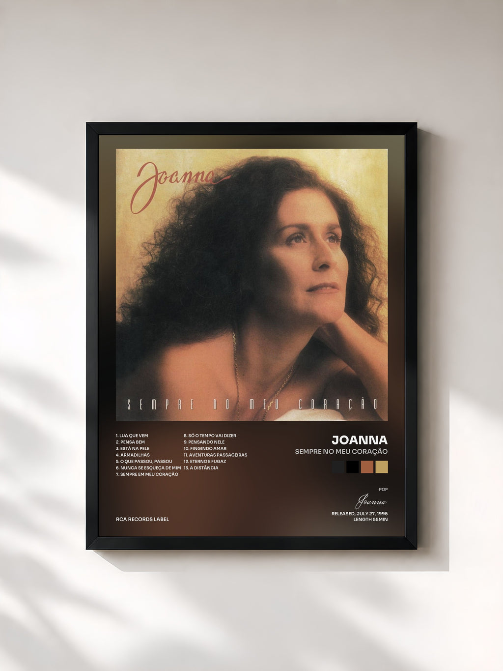 #noir Tableau de l'album Sempre No Meu Coração de Joanna, cadre noir, imprimé et encadré en France