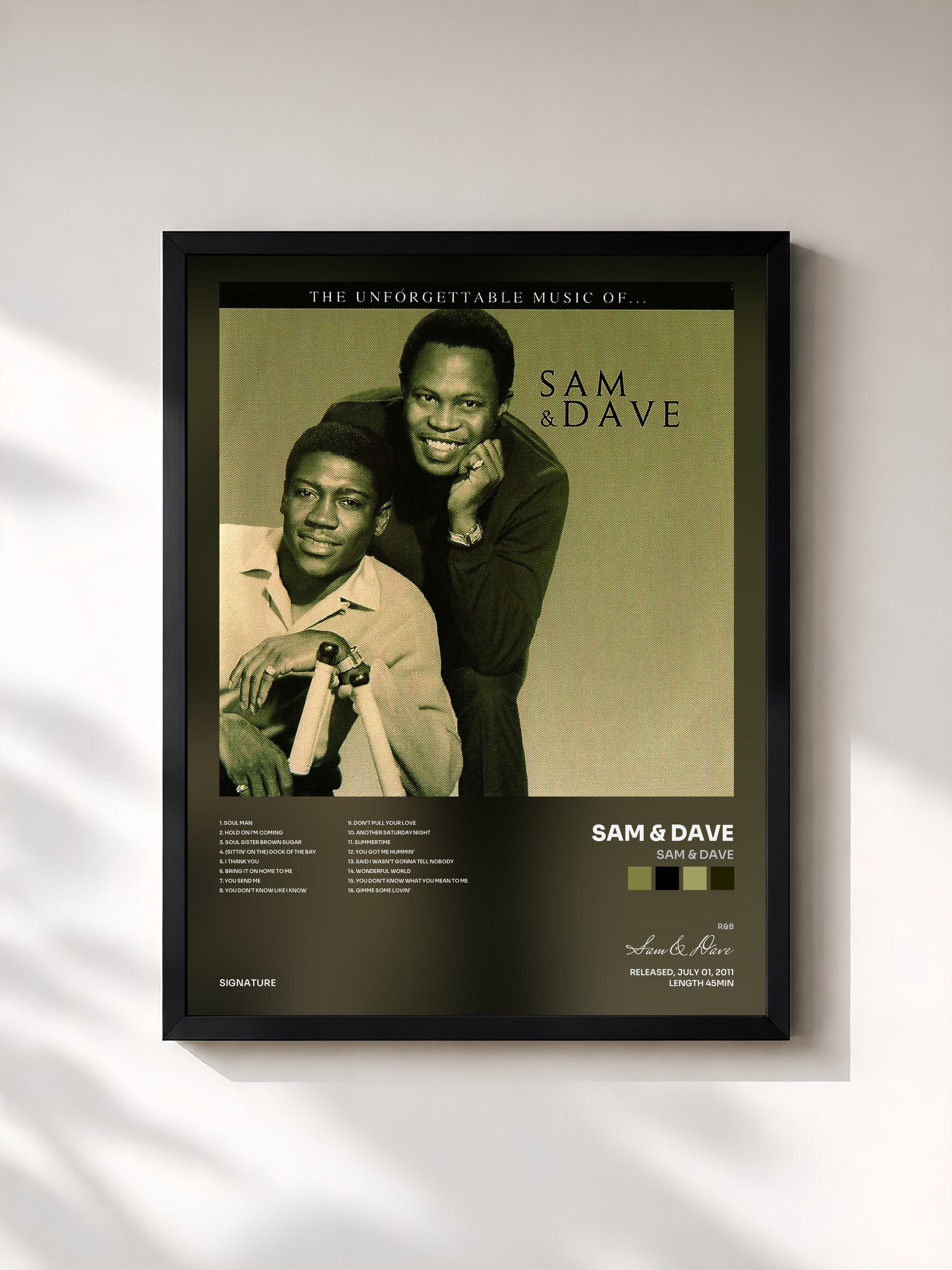 #noir Tableau de l'album Sam & Dave de Sam & Dave, cadre noir, imprimé et encadré en France