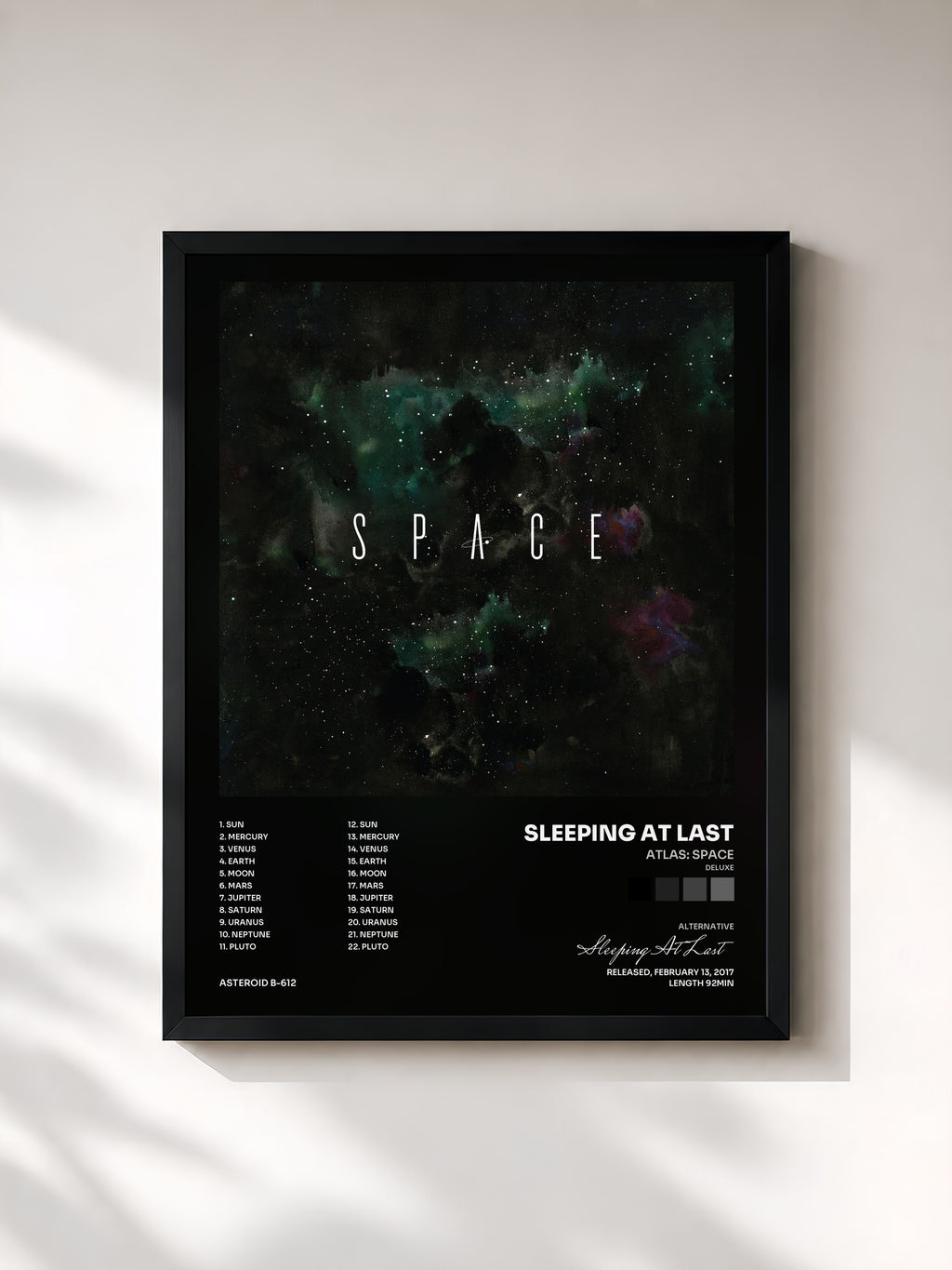 #noir Tableau de l'album Atlas: Space (Deluxe) de Sleeping At Last, cadre noir, imprimé et encadré en France