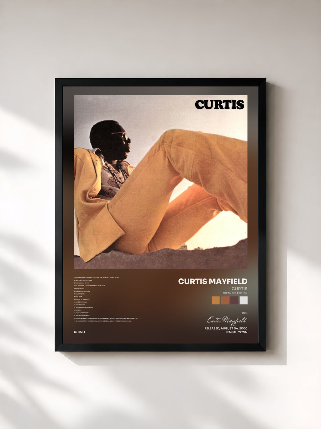 #noir Tableau de l'album Curtis (Expanded Edition) de Curtis Mayfield, cadre noir, imprimé et encadré en France