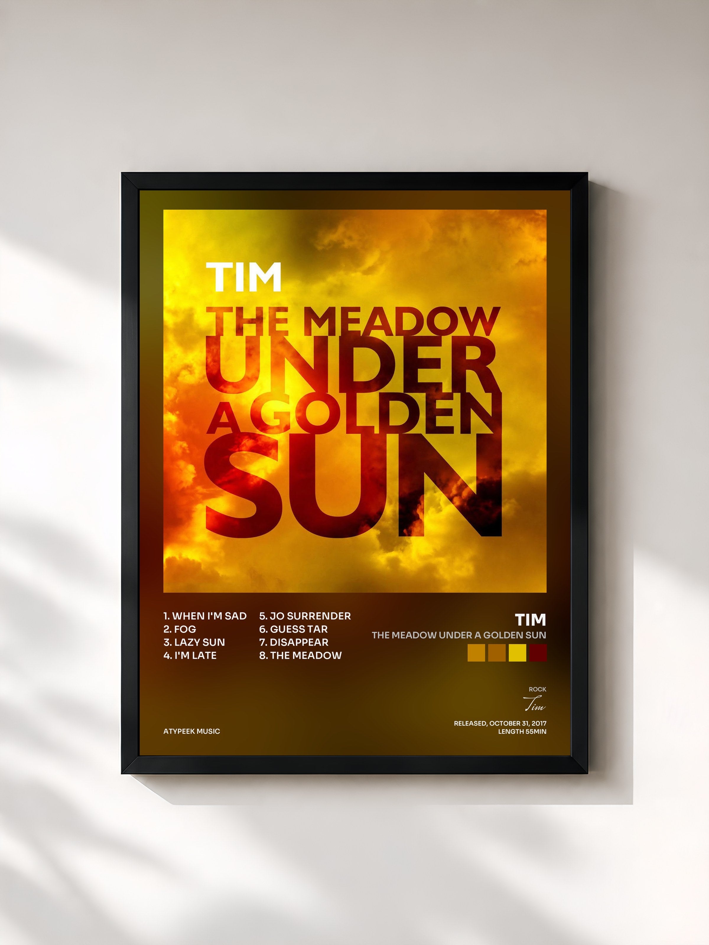 #noir Tableau de l'album The Meadow Under a Golden Sun de Tim, cadre noir, imprimé et encadré en France