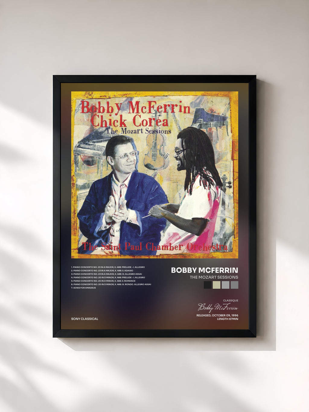 #noir Tableau de l'album The Mozart Sessions de Bobby McFerrin, cadre noir, imprimé et encadré en France