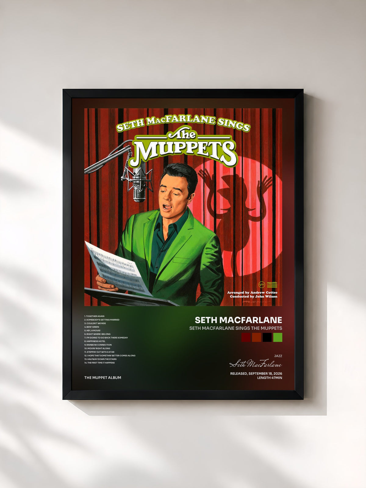 #noir Tableau de l'album Seth MacFarlane Sings The Muppets de Seth MacFarlane, cadre noir, imprimé et encadré en France