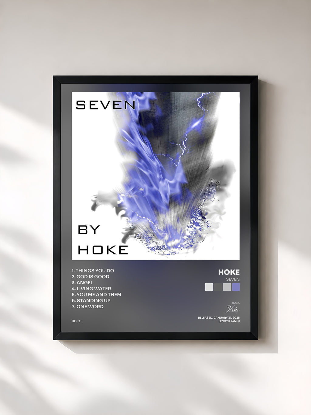 #noir Tableau de l'album Seven de Hoke, cadre noir, imprimé et encadré en France