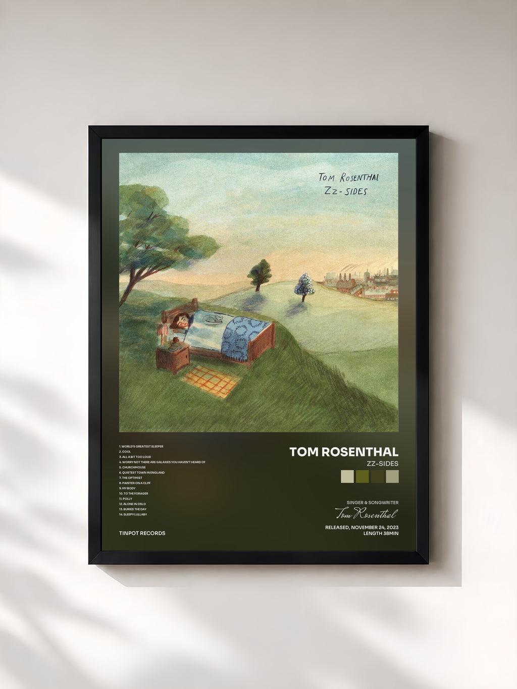 #noir Tableau de l'album Zz-Sides de Tom Rosenthal, cadre noir, imprimé et encadré en France