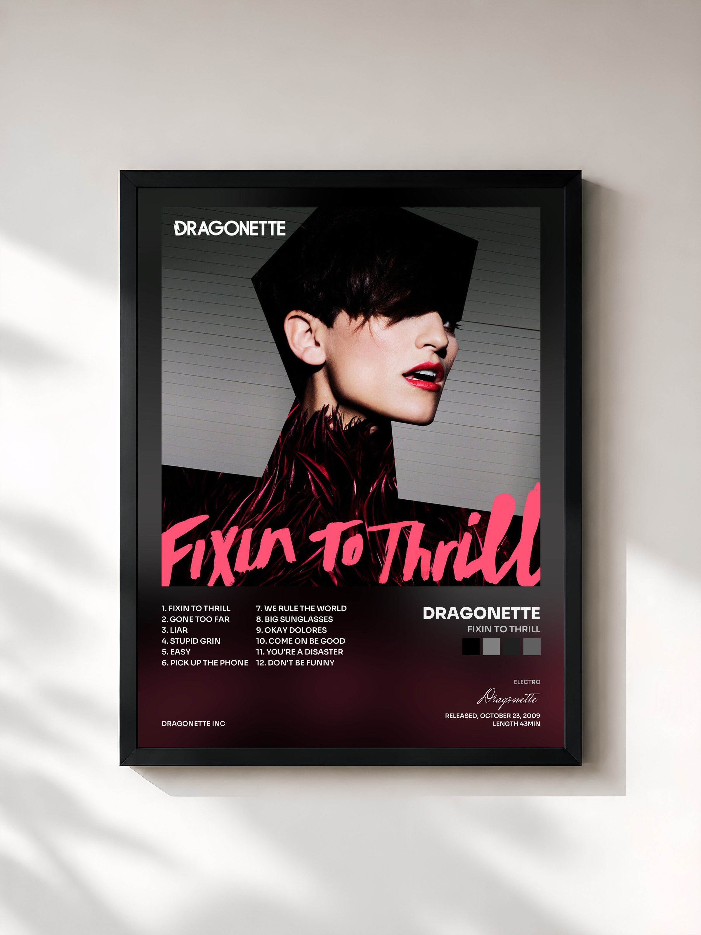 #noir Tableau de l'album Fixin to Thrill de Dragonette, cadre noir, imprimé et encadré en France