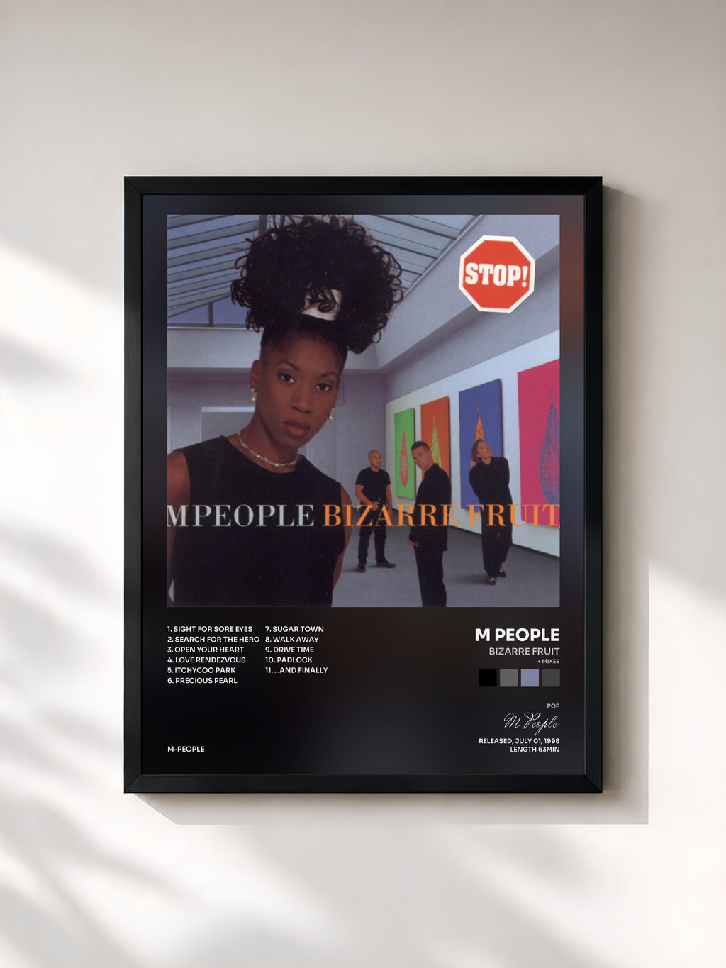 #noir Tableau de l'album Bizarre Fruit ( + Mixes) de M People, cadre noir, imprimé et encadré en France