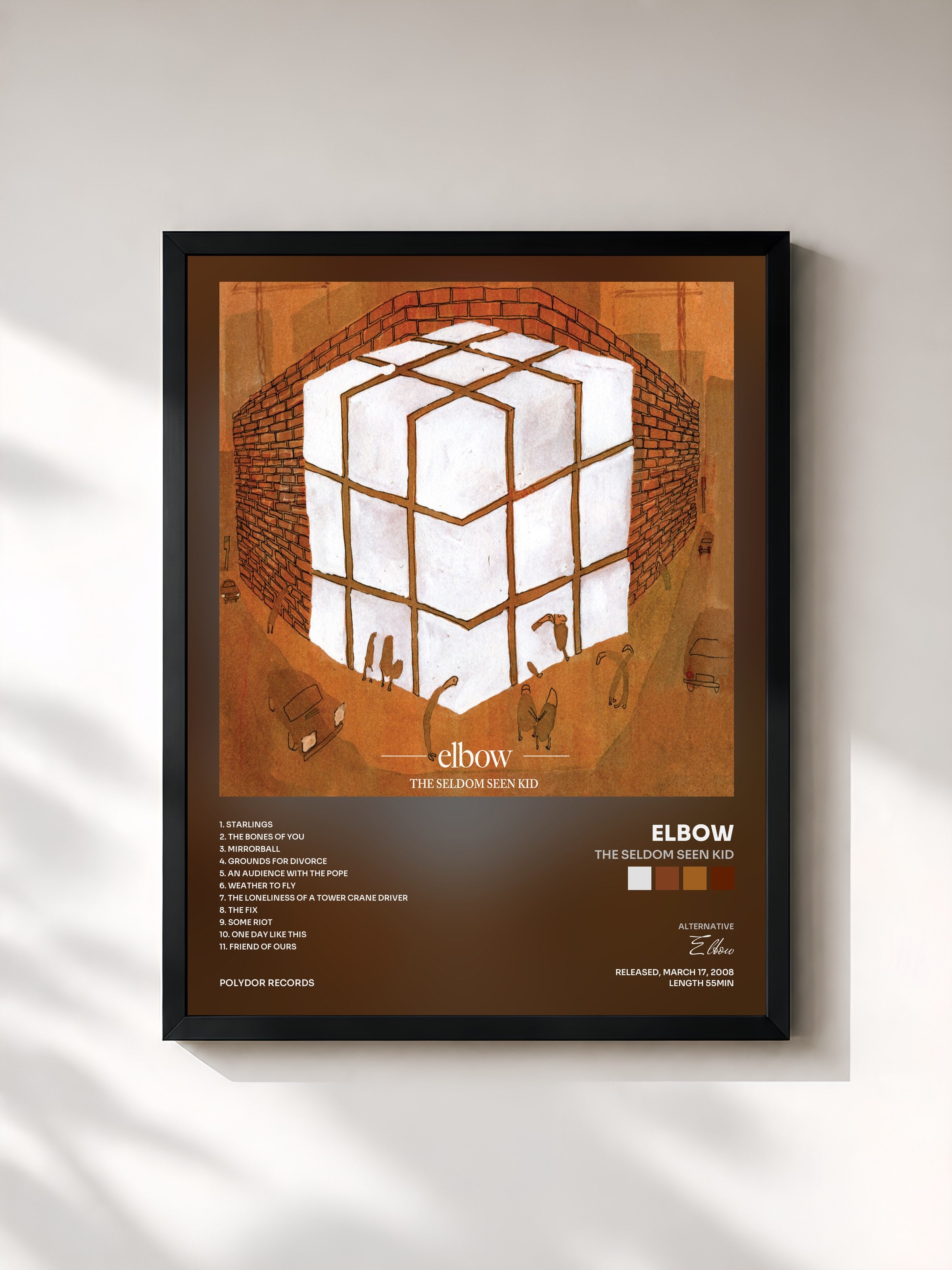 #noir Tableau de l'album The Seldom Seen Kid de Elbow, cadre noir, imprimé et encadré en France