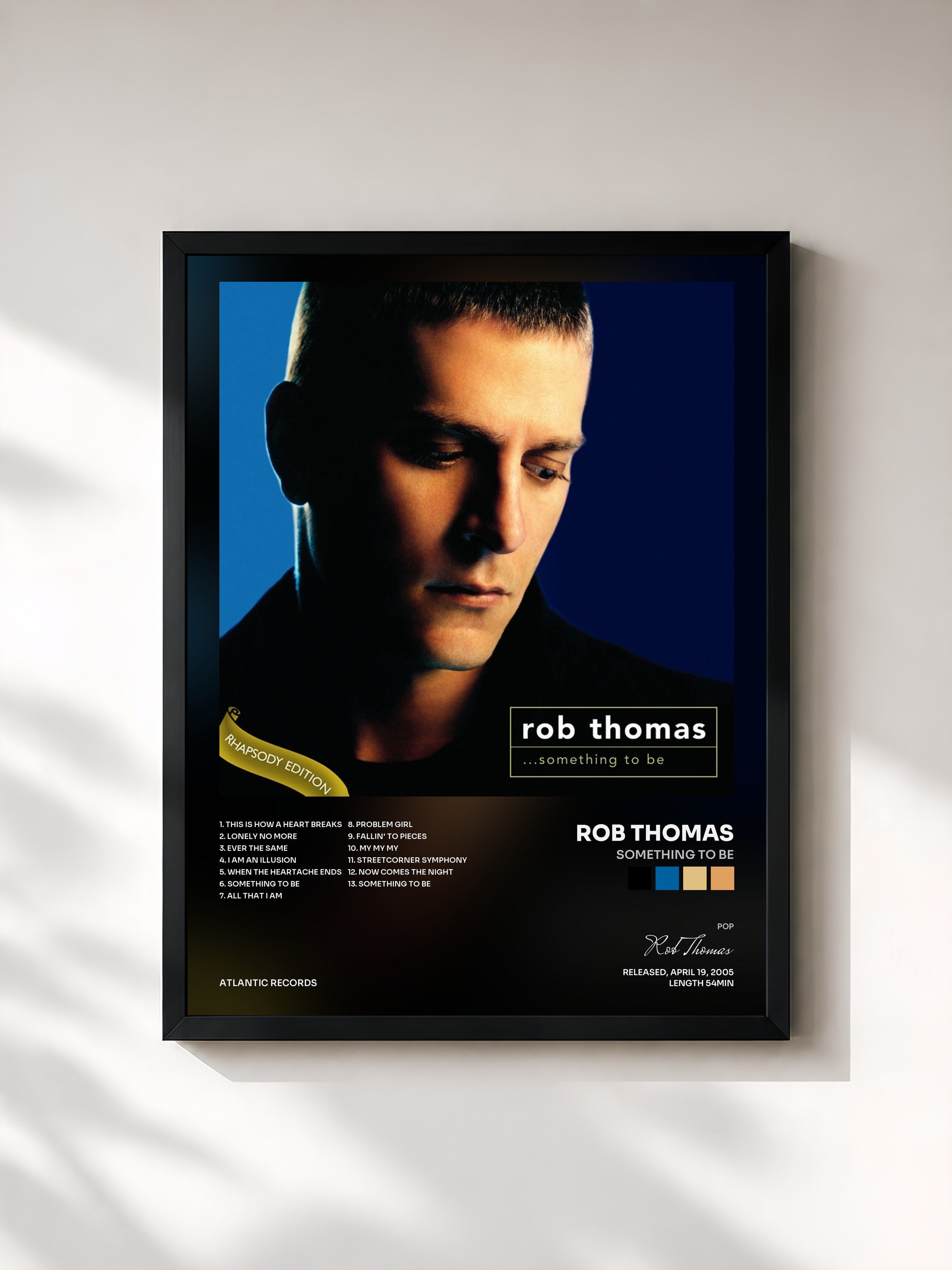 #noir Tableau de l'album Something to Be de Rob Thomas, cadre noir, imprimé et encadré en France