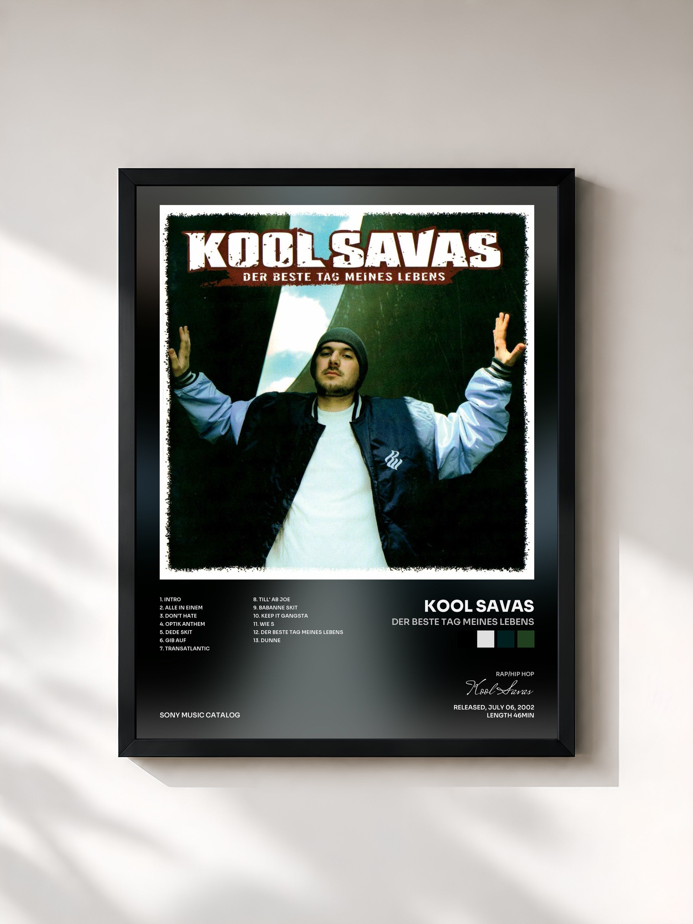 #noir Tableau de l'album Der beste Tag meines Lebens de Kool Savas, cadre noir, imprimé et encadré en France