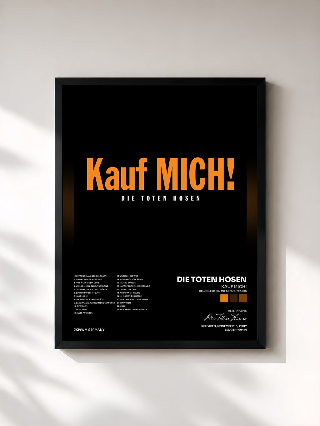 #noir Tableau de l'album Kauf mich! (Deluxe-Edition mit Bonus-Tracks) de Die Toten Hosen, cadre noir, imprimé et encadré en France