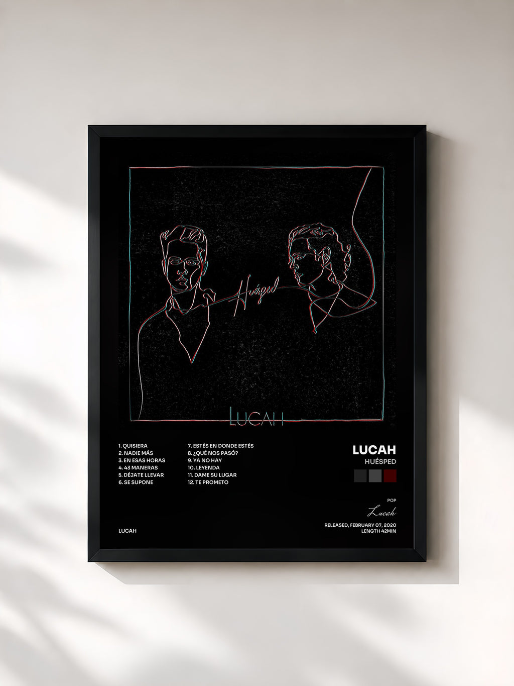 #noir Tableau de l'album Huésped de Lucah, cadre noir, imprimé et encadré en France