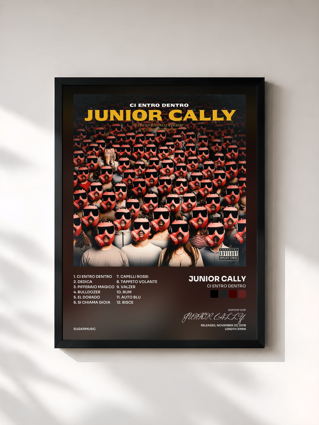#noir Tableau de l'album Ci entro dentro de JUNIOR CALLY, cadre noir, imprimé et encadré en France
