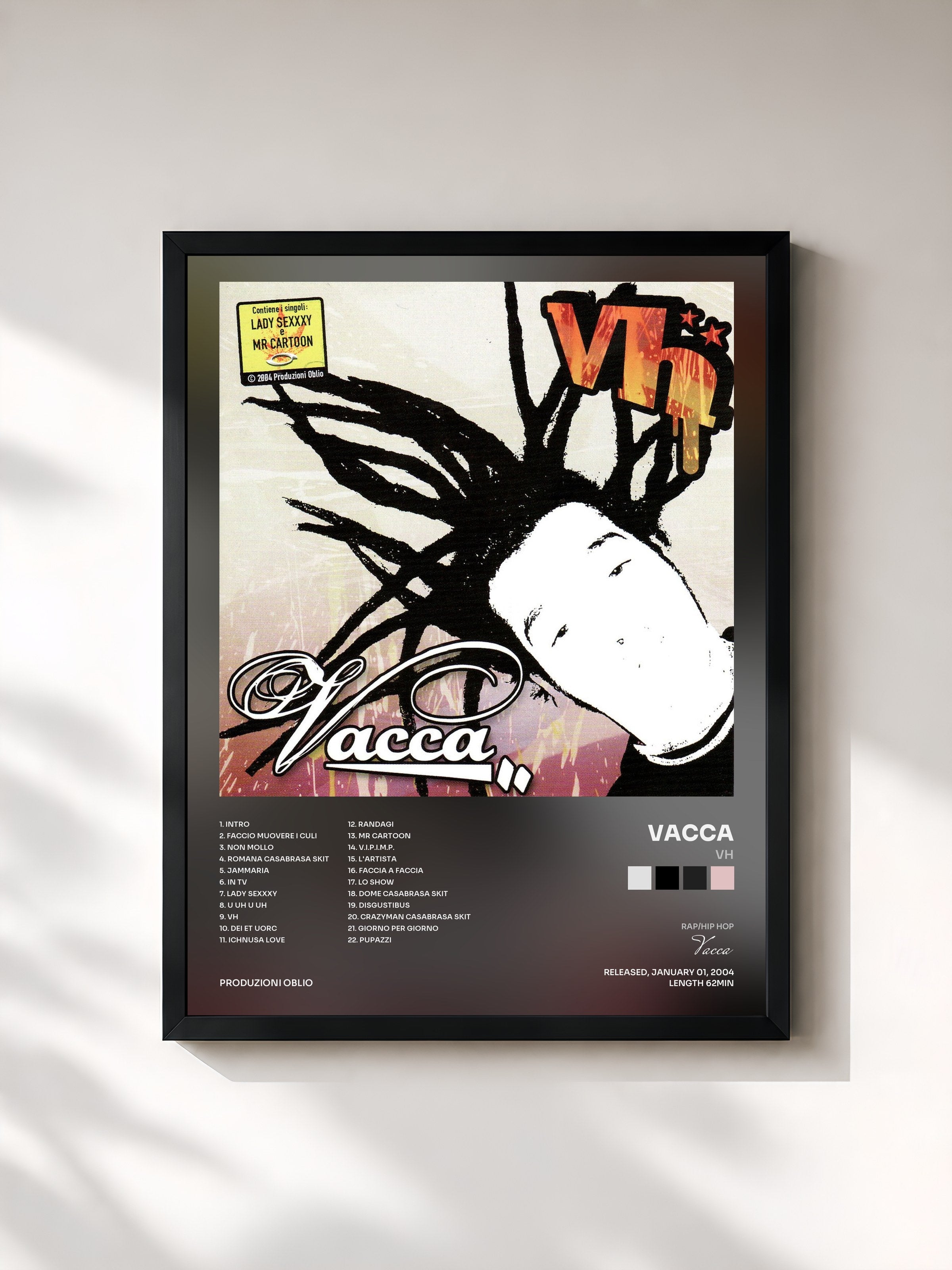 #noir Tableau de l'album Vh de Vacca, cadre noir, imprimé et encadré en France
