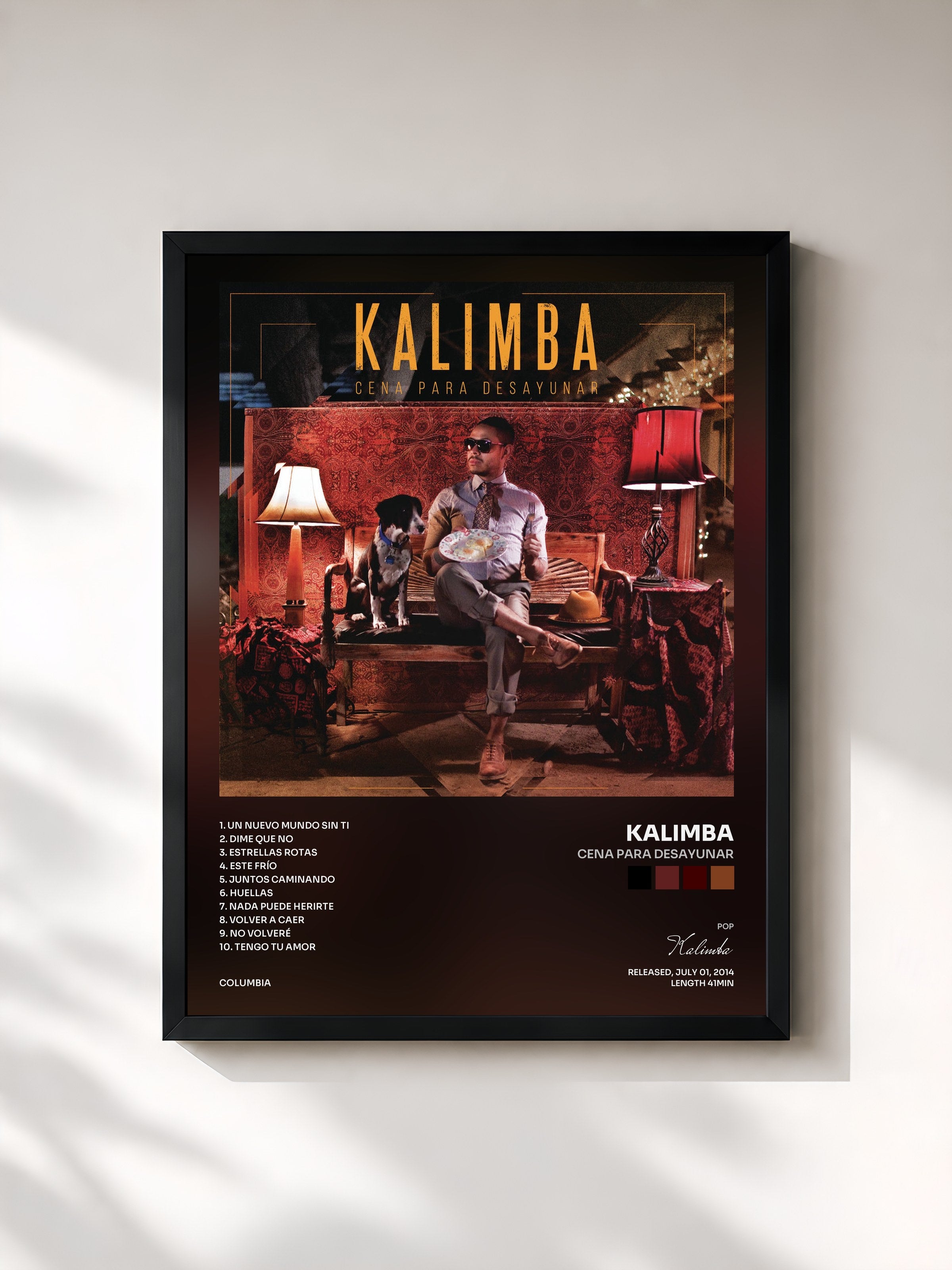 #noir Tableau de l'album Cena para Desayunar de Kalimba, cadre noir, imprimé et encadré en France