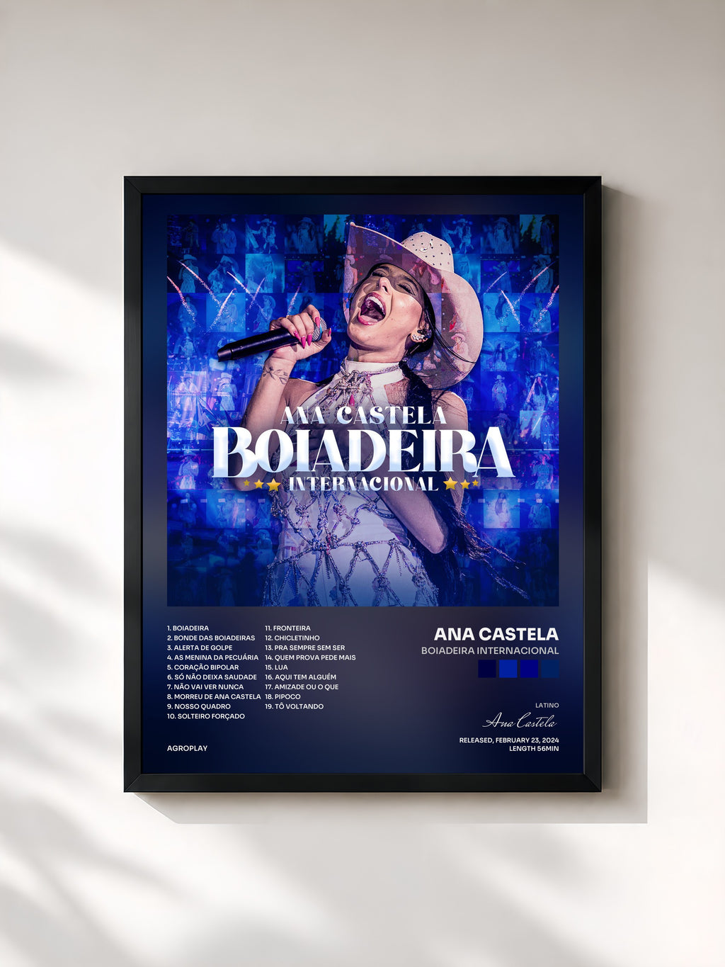 #noir Tableau de l'album Boiadeira Internacional de Ana Castela, cadre noir, imprimé et encadré en France