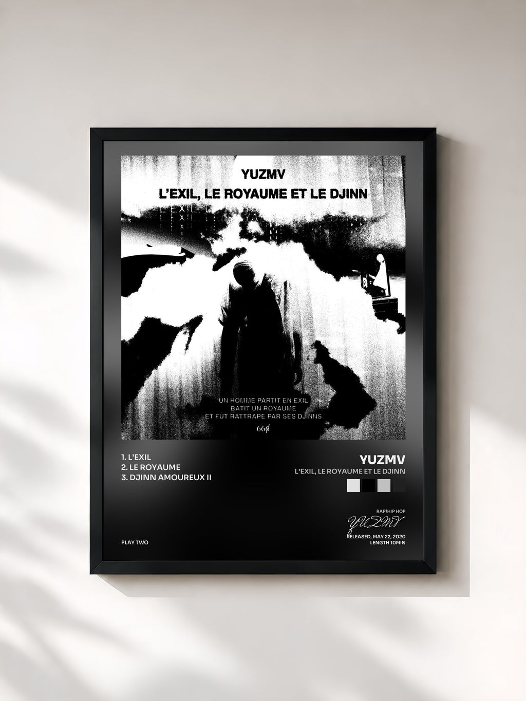 #noir Tableau de l'album L'exil, le royaume et le djinn de YUZMV, cadre noir, imprimé et encadré en France