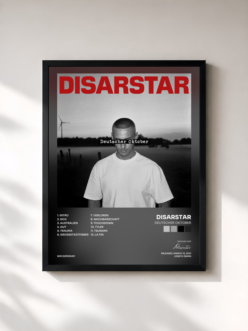 #noir Tableau de l'album Deutscher Oktober de Disarstar, cadre noir, imprimé et encadré en France