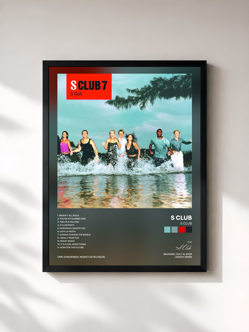 #noir Tableau de l'album S Club de S Club, cadre noir, imprimé et encadré en France